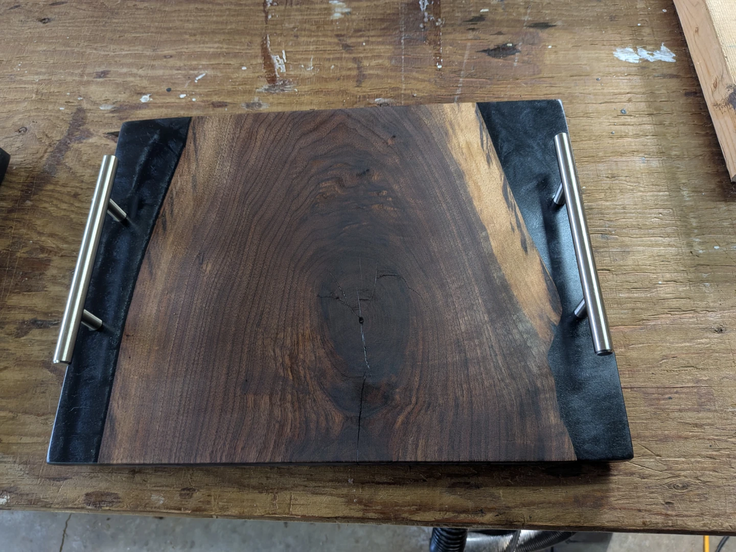 Live Edge Walnut and Black Resin Serving Tray - photo 3
