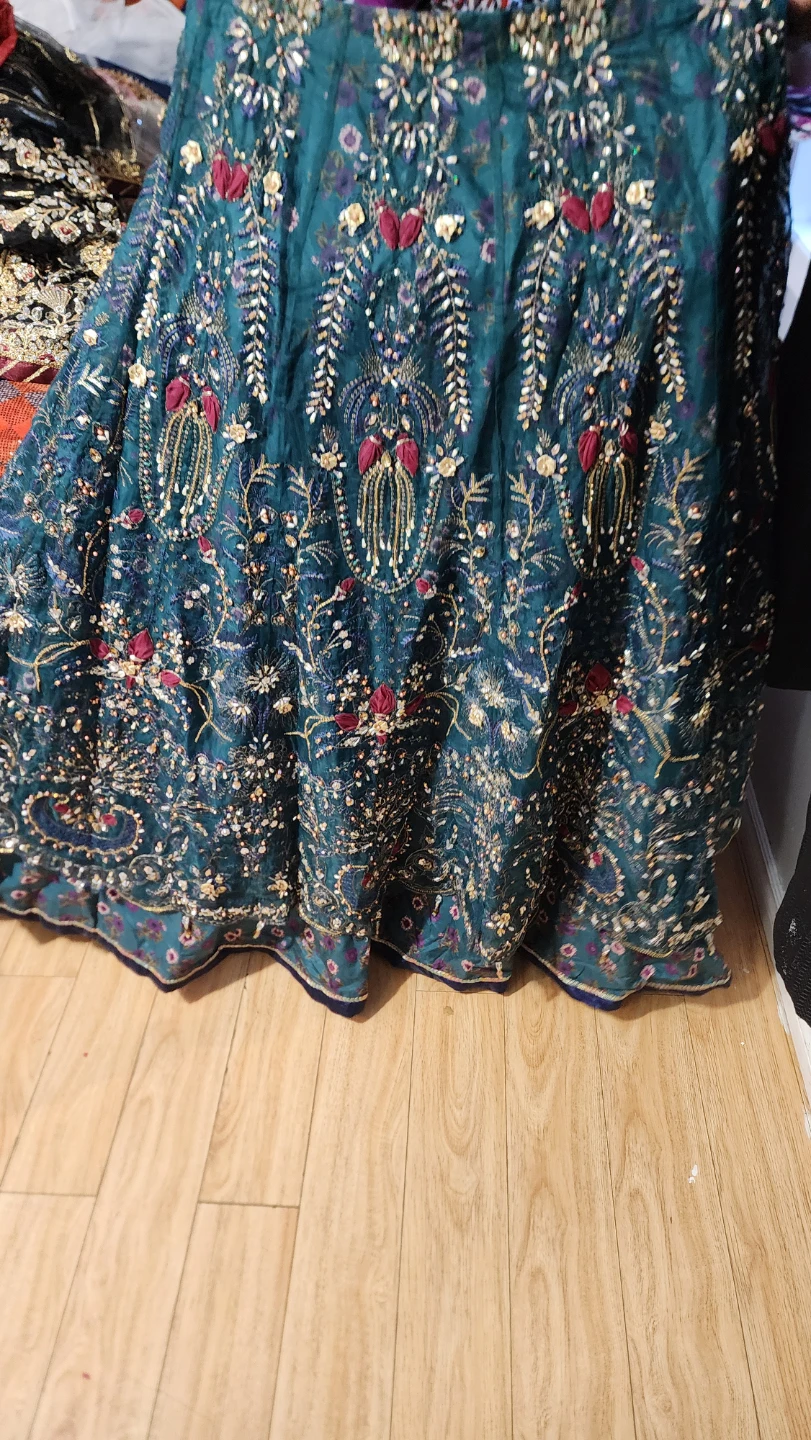 Teal and Magenta Embroidered Lehenga Set - photo 3