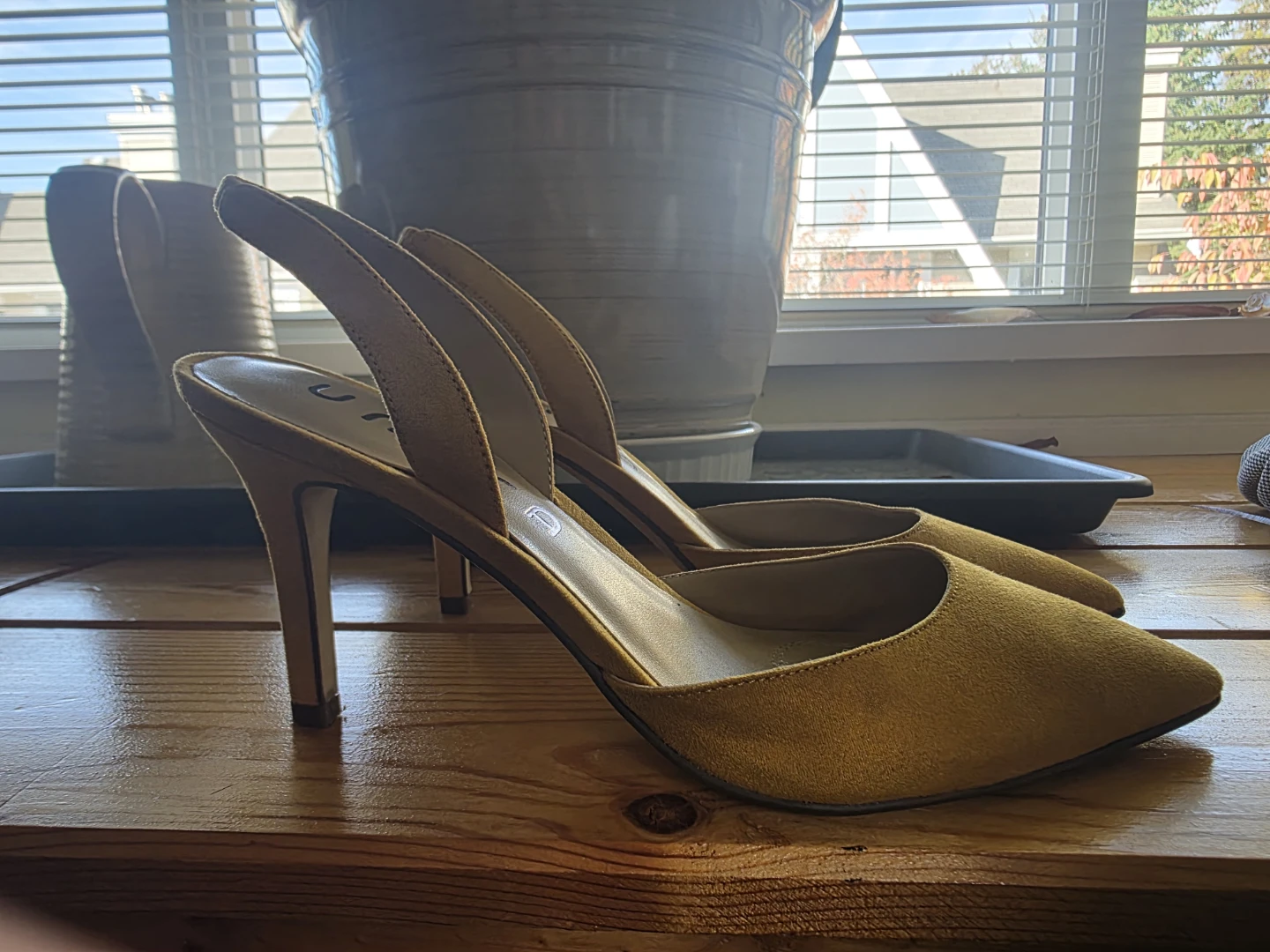 Unisa Mustard Suede Slingback Heels - photo 2