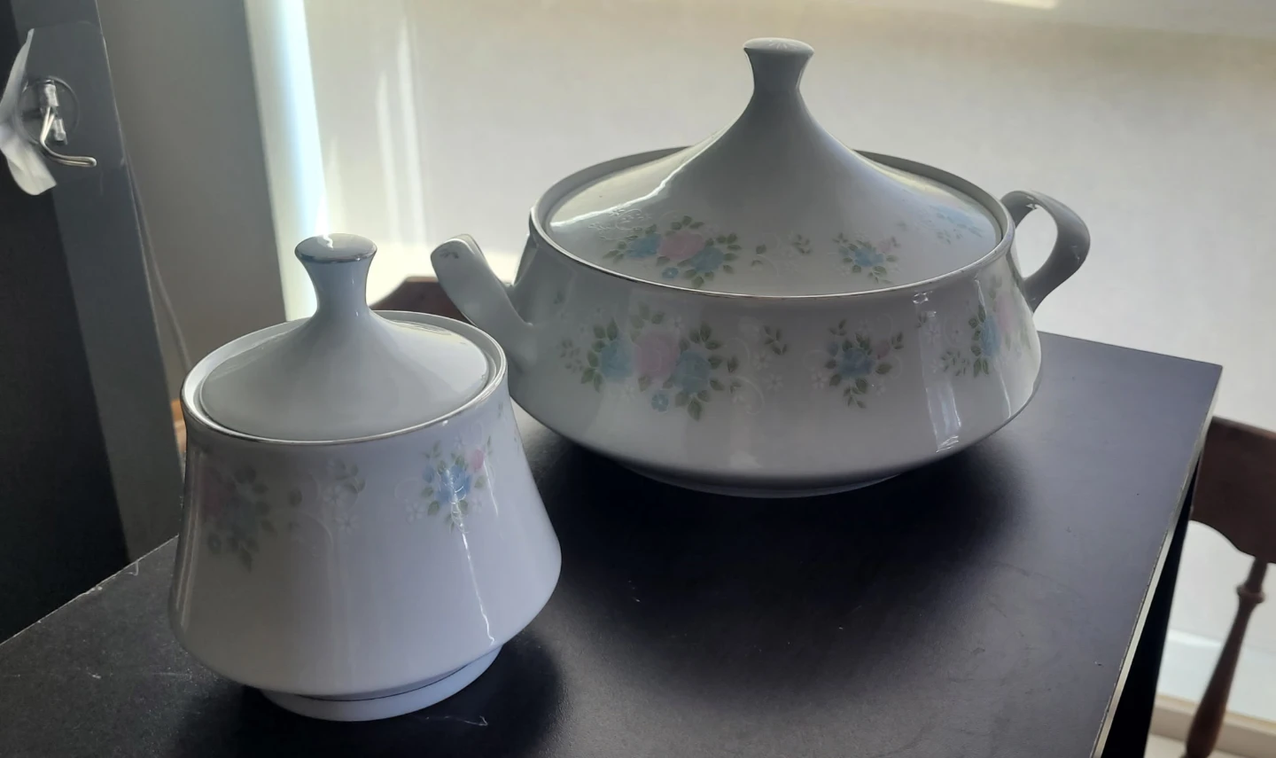 Prestige Floral Porcelain Serving Bowl and Sugar Pot