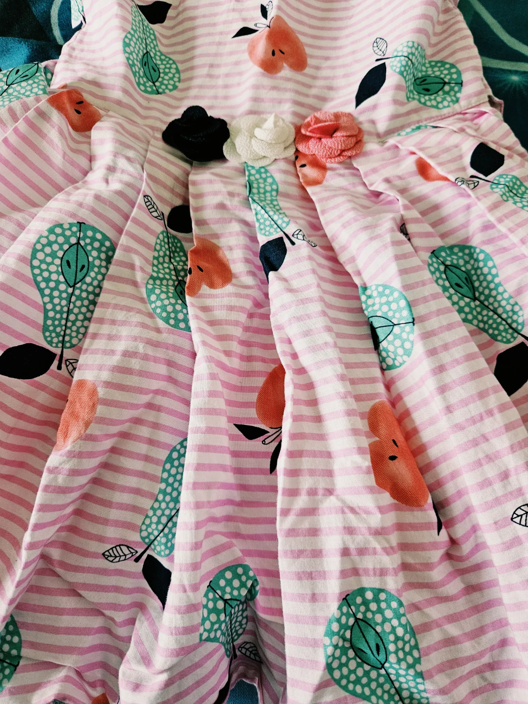 Girls Striped Fruit Print Dress - photo 3