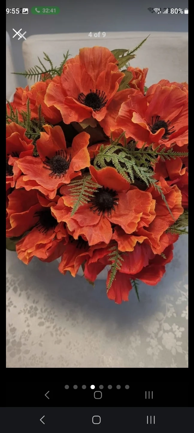 New Artificial Orange Flowers Arrangement  in glass vase - photo 3