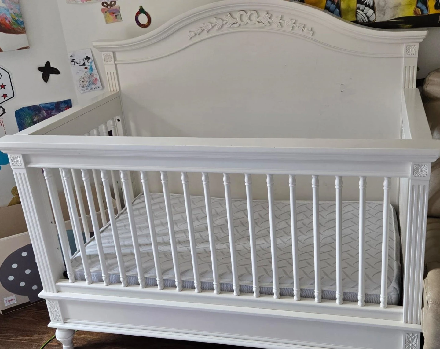 White Crib and bedroom set