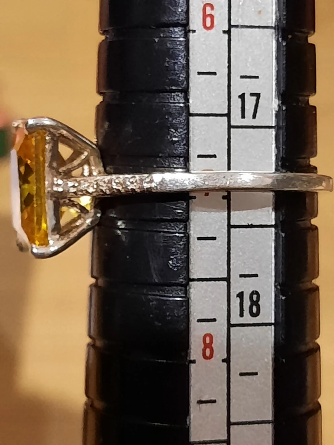 November birthstone Citrine emerald cut sterling silver ring - photo 4