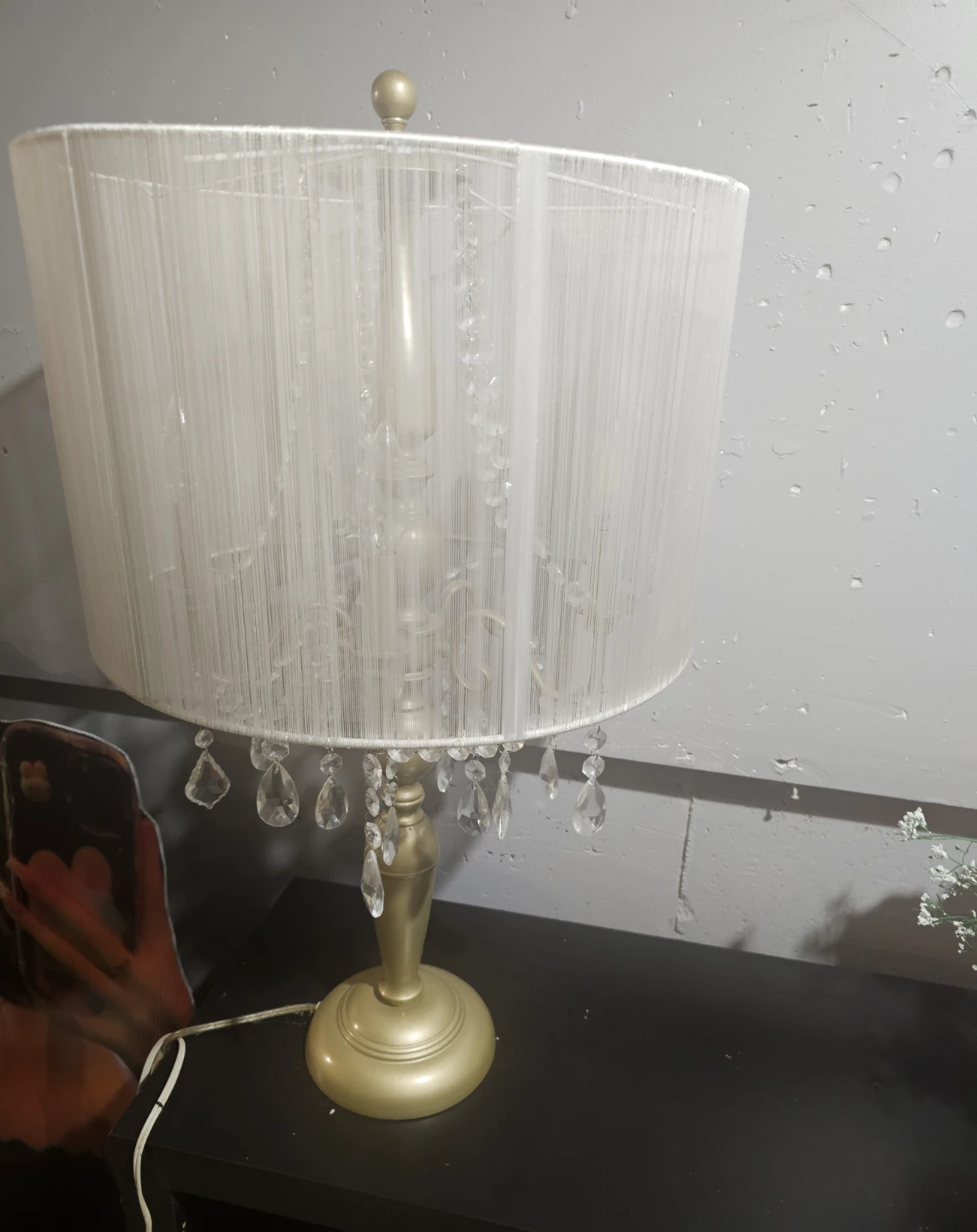 Beautiful Gold Chandelier Table Lamp with Crystal Accents - photo 2
