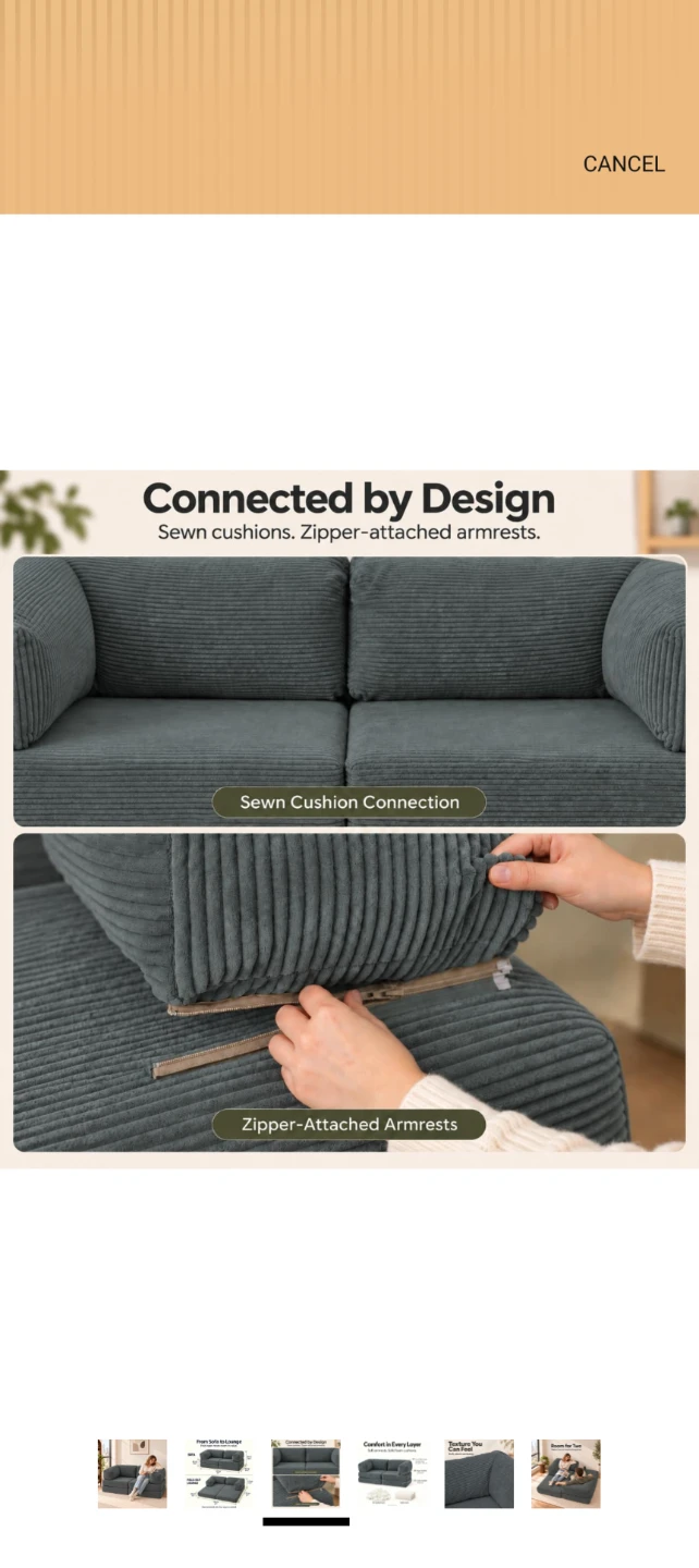 Folding Floor Sofa, 2-Seater Boneless Couch - photo 4