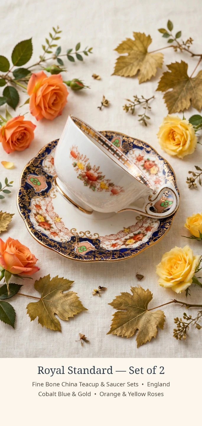Royal Standard Fine Bone China Teacup & Saucer Set