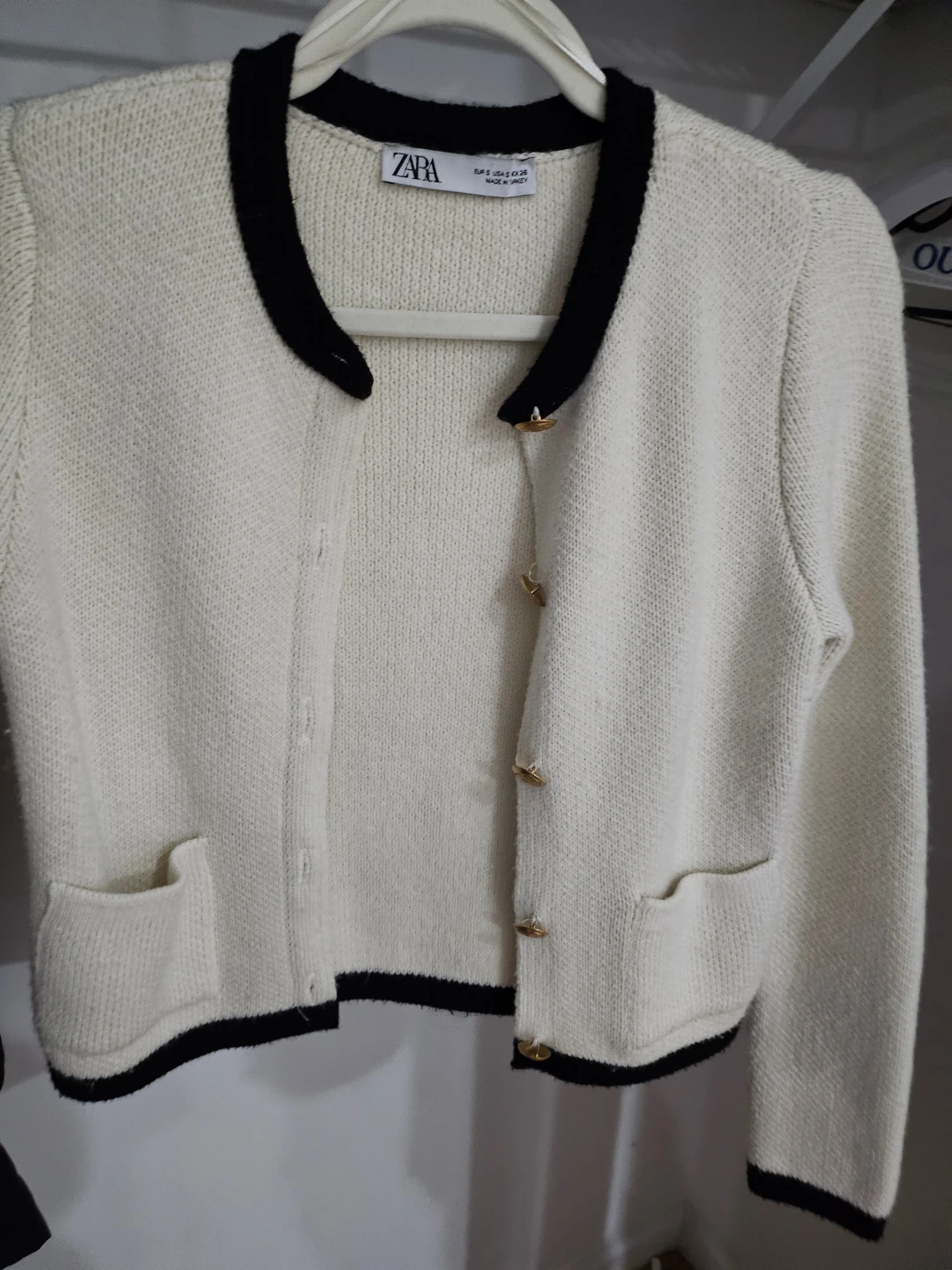 ZARA Knit Cardigan in Cream and Black