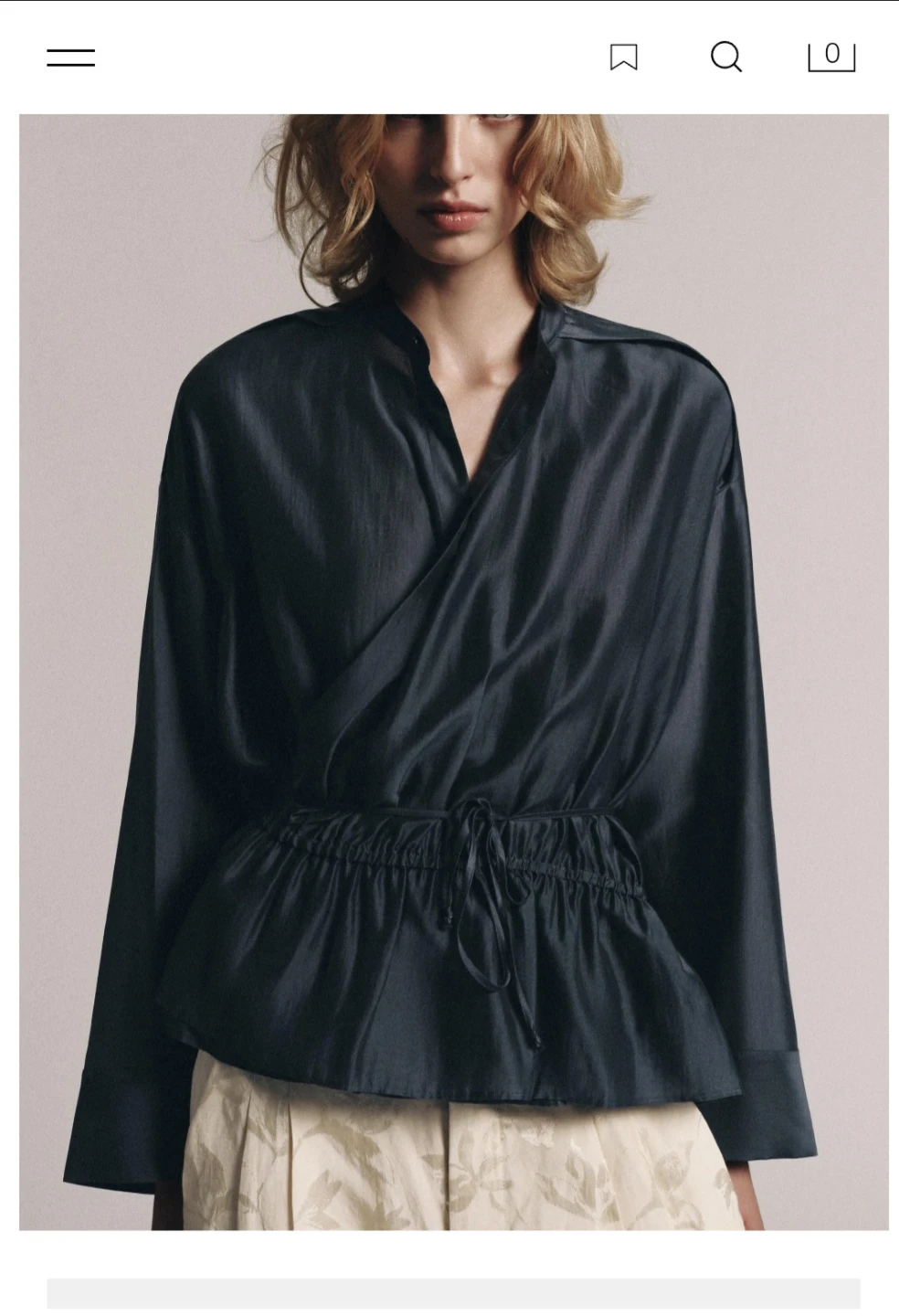 Zara black wrap-style blouse, size Large