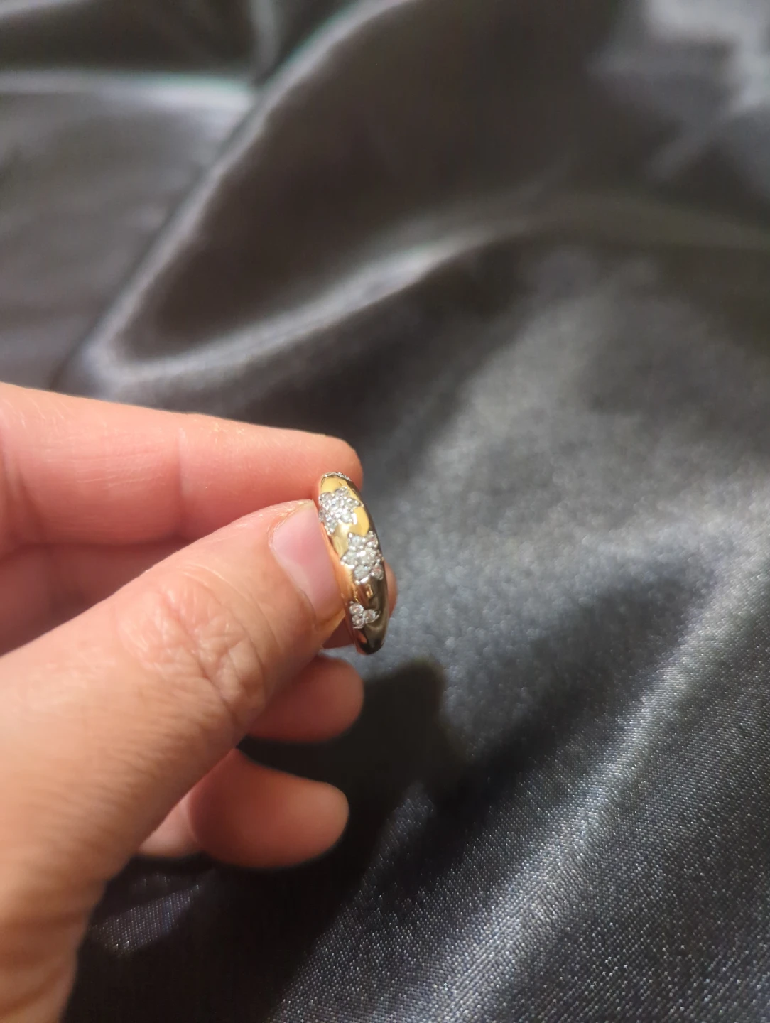Gold Tone Floral Ring with Small Stones - photo 2