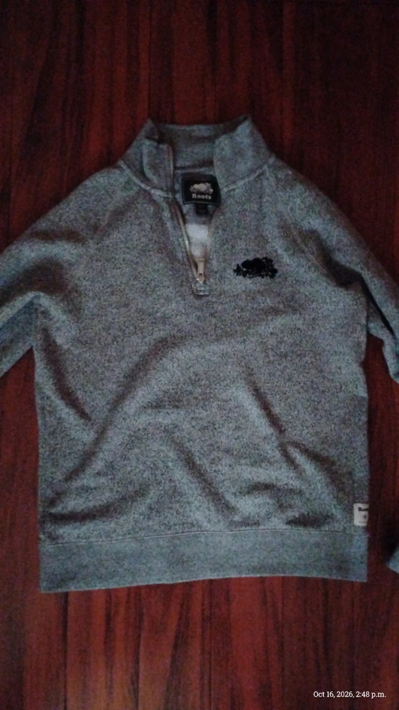 Roots grey quarter-zip sweater