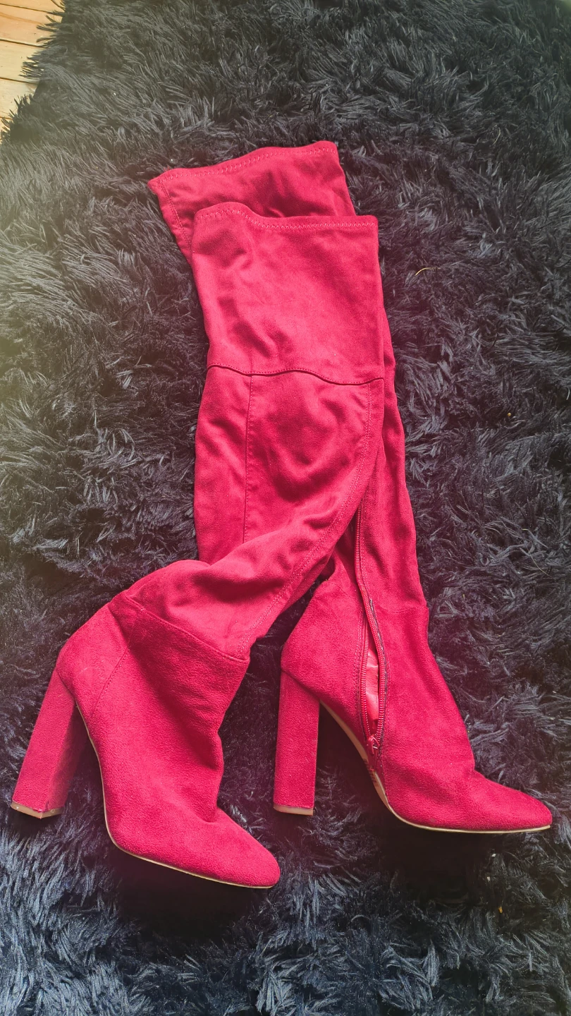 Cherry Red Thigh High Boots S7