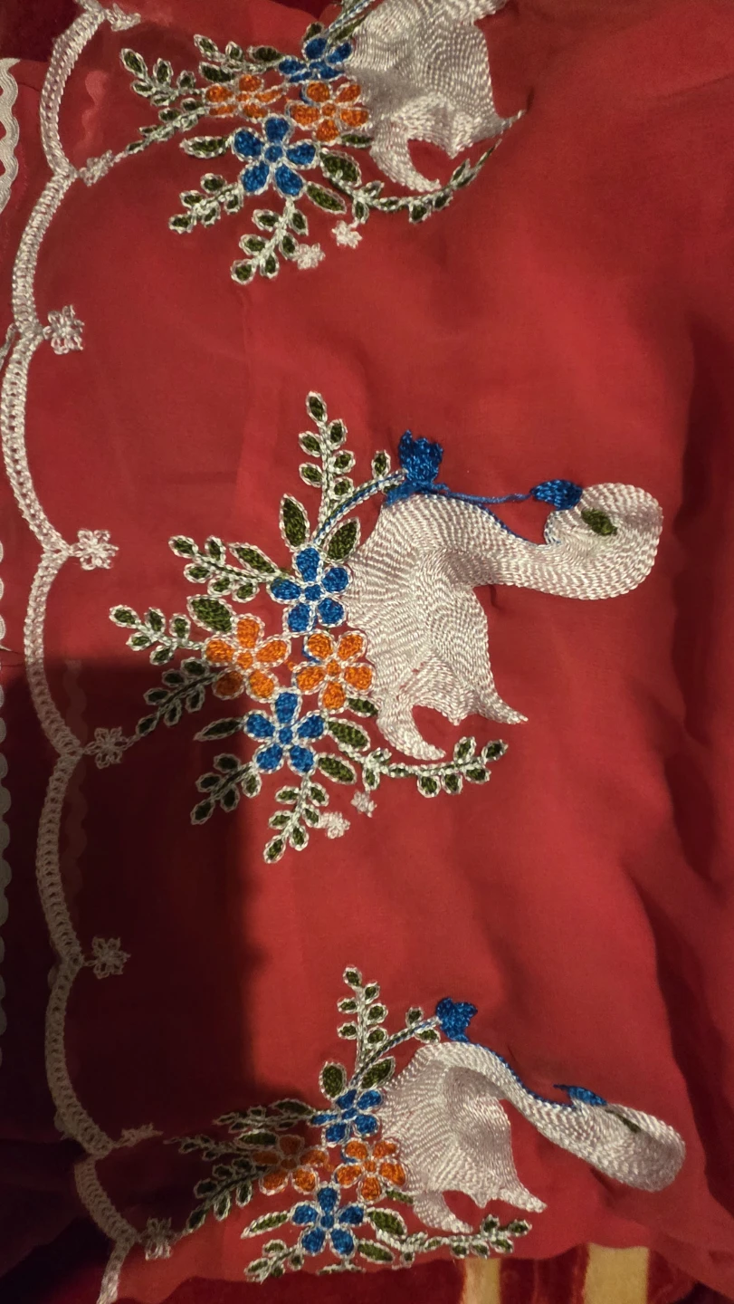 Red Embroidered Long Sleeve Dress - photo 4