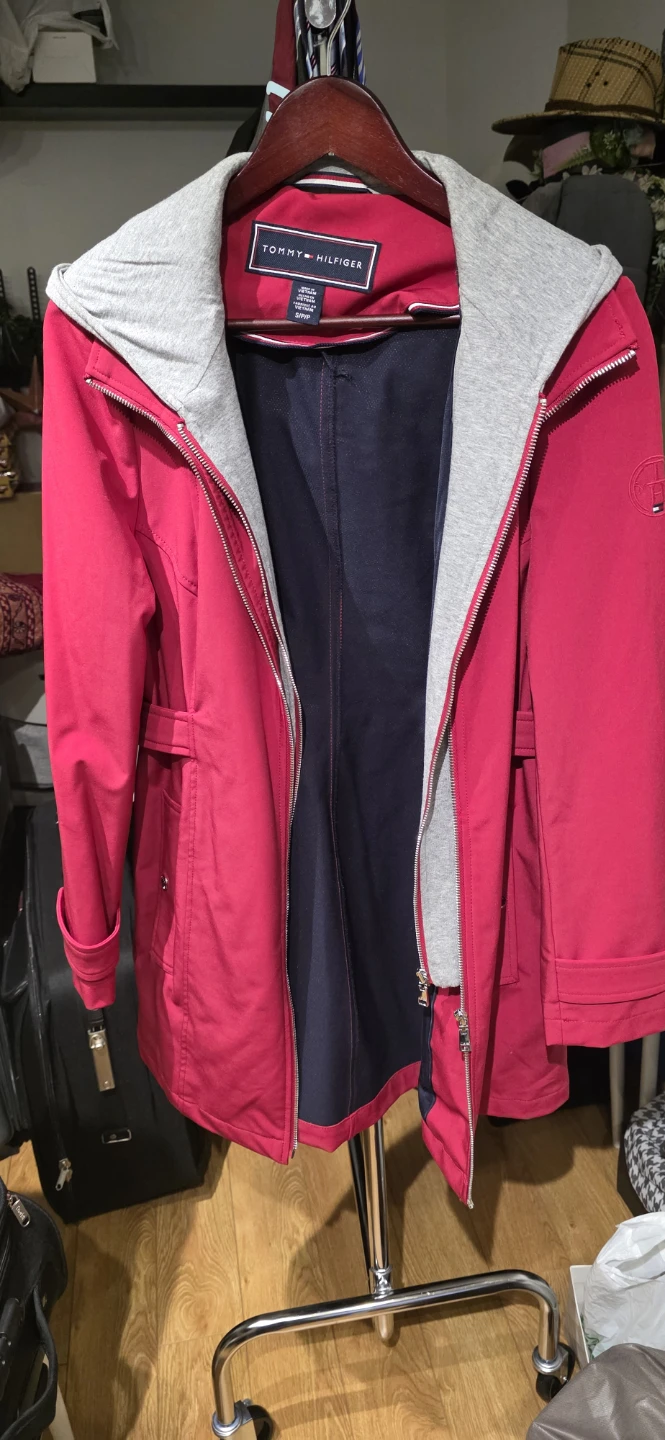 Tommy hilfiger red rain coat  size S