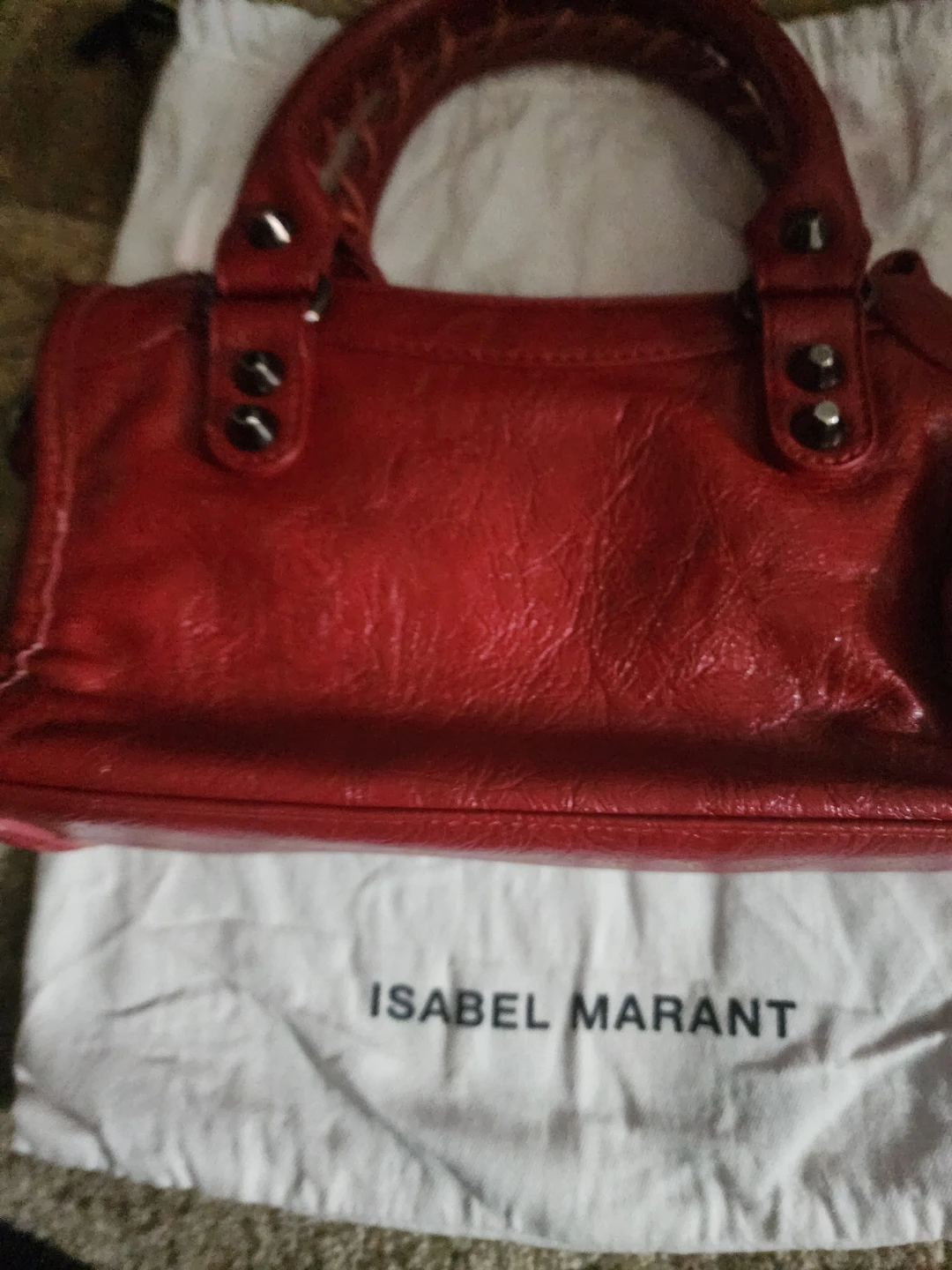 Red Leather Studded Handbag - photo 4