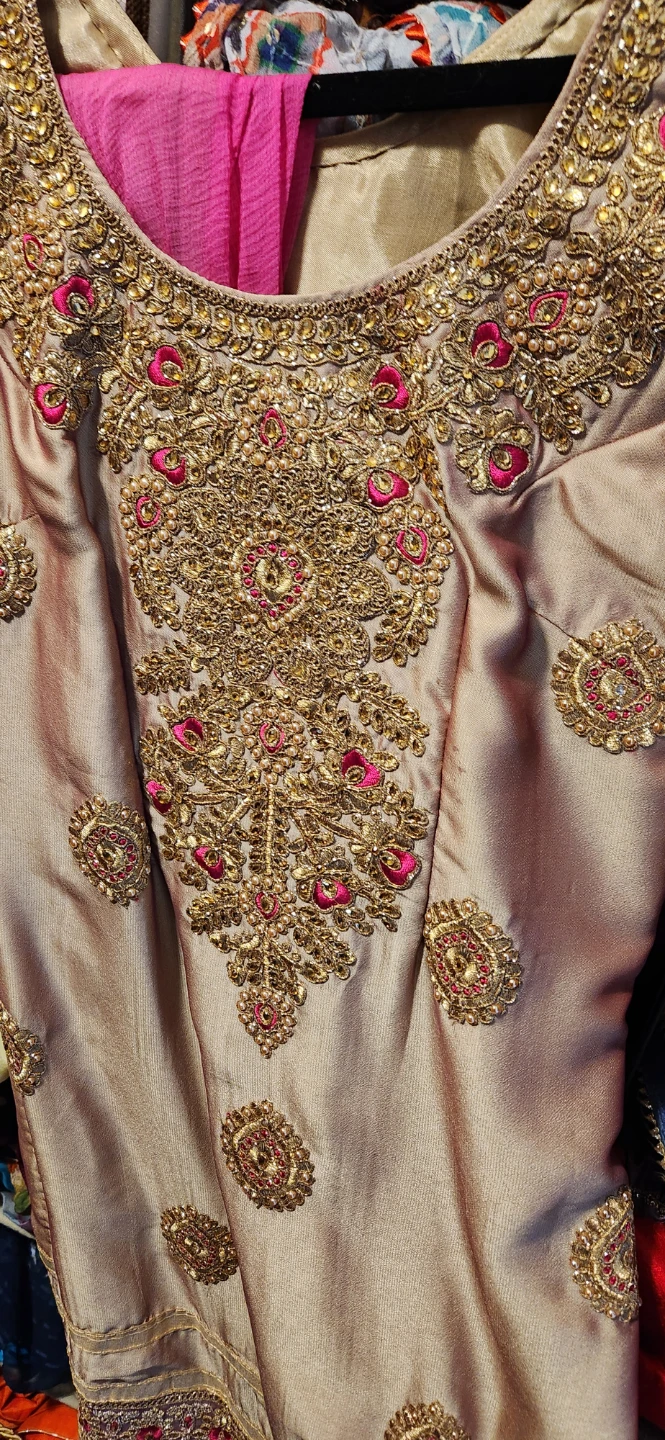 Gold and Pink Embroidered salwar suit