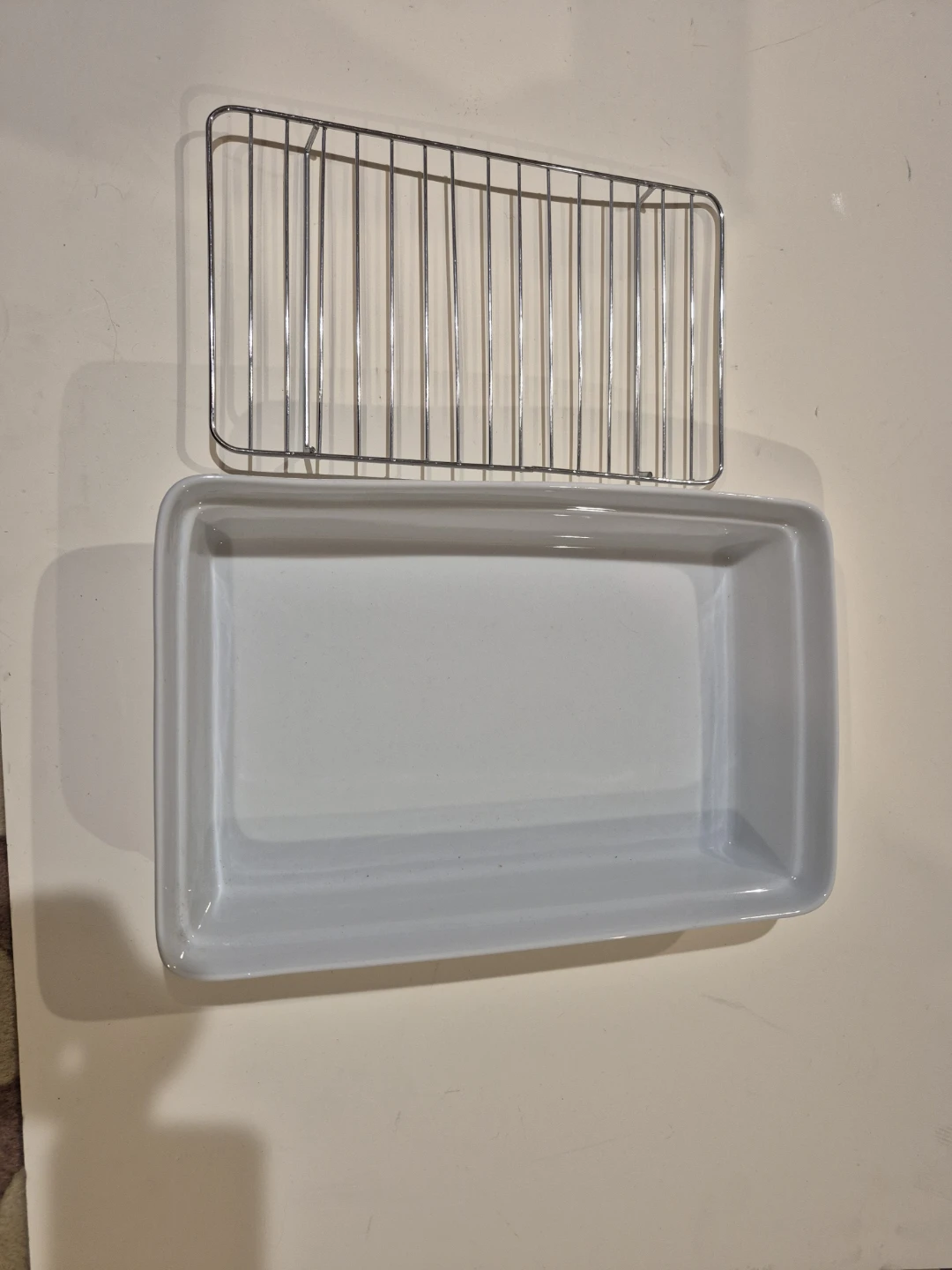 White Ceramic Roasting Pan with Wire Rack - photo 2