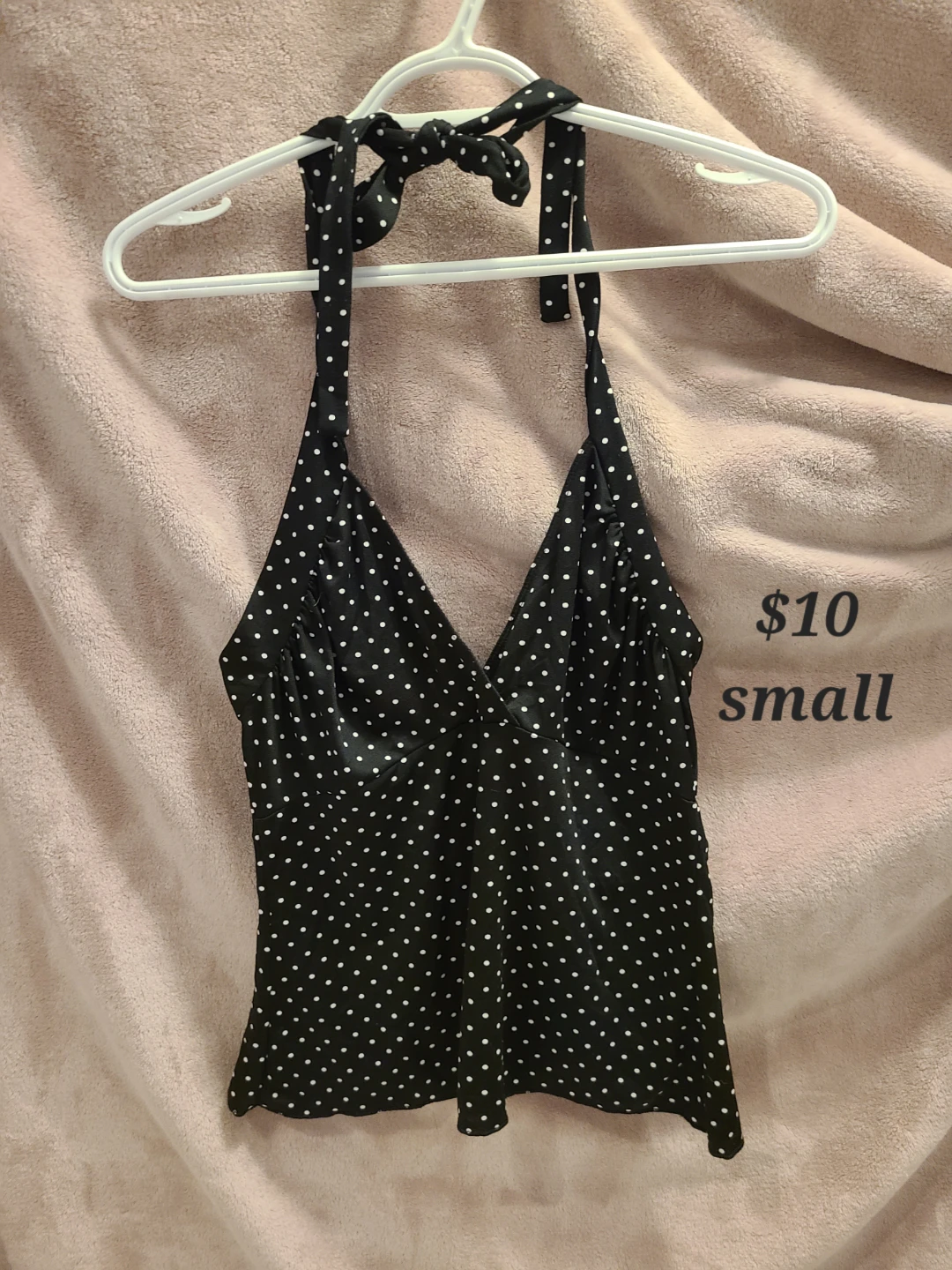 Black Polka Dot Halter Top