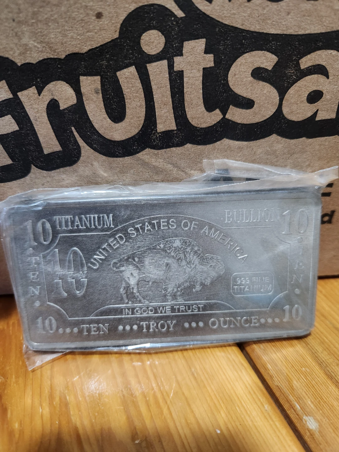 10 Troy Ounce .999 Fine Titanium Bullion Bar