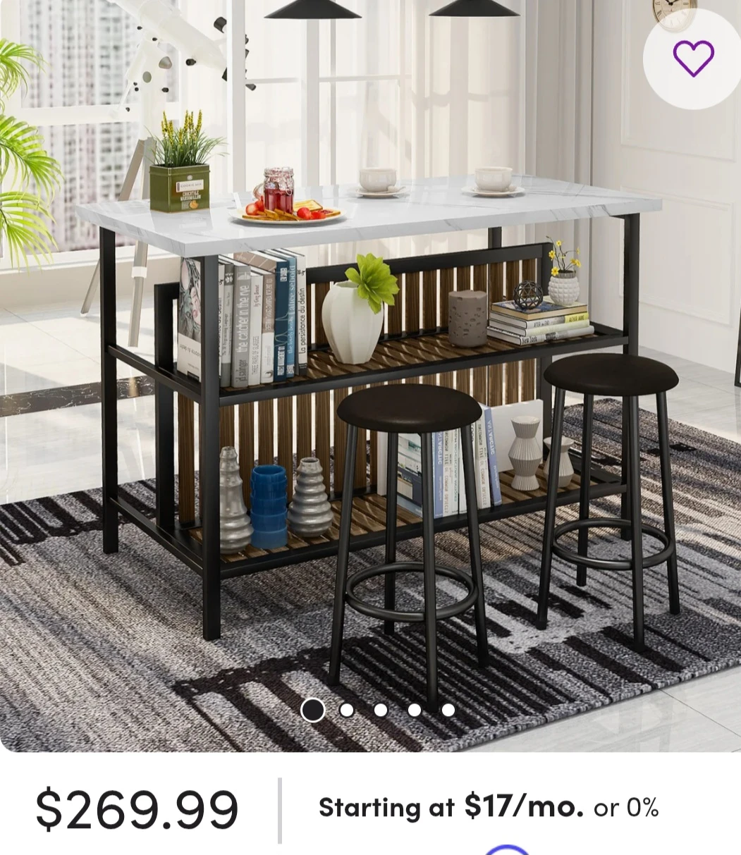 Kitchen island and chairs
