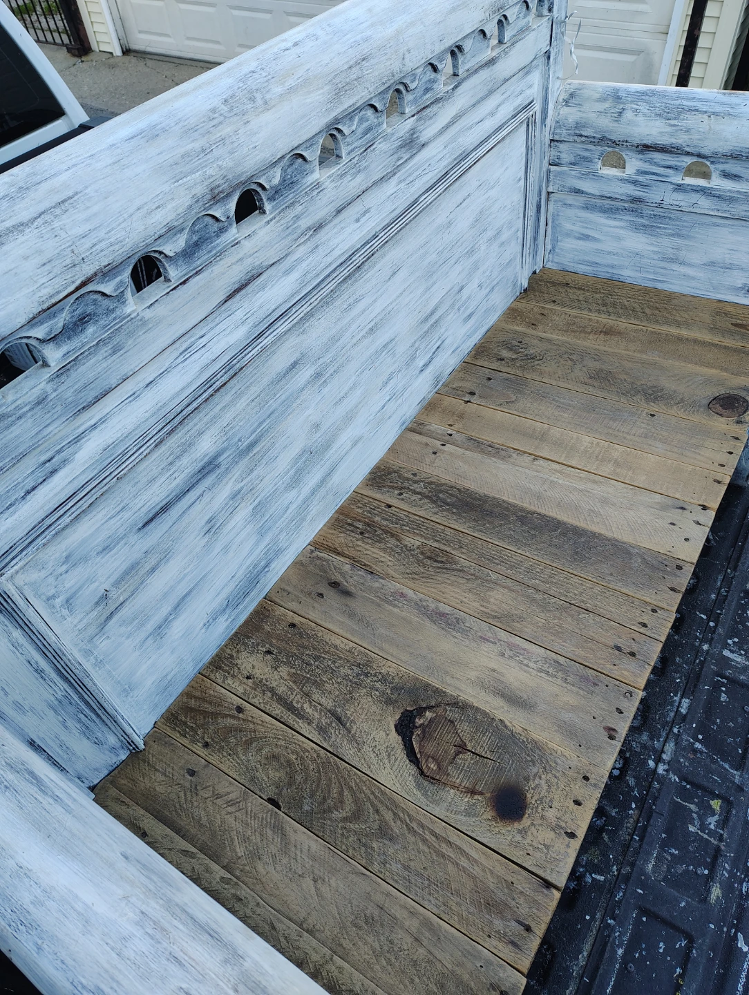 Distressed White Wood Entryway Bench - photo 5