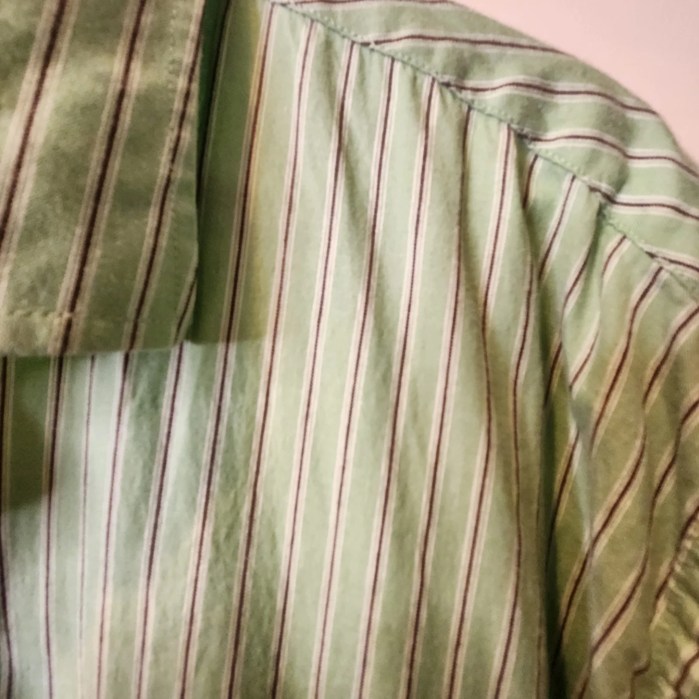 Lng Woven Green Striped Short Sleeve Shirt - photo 4