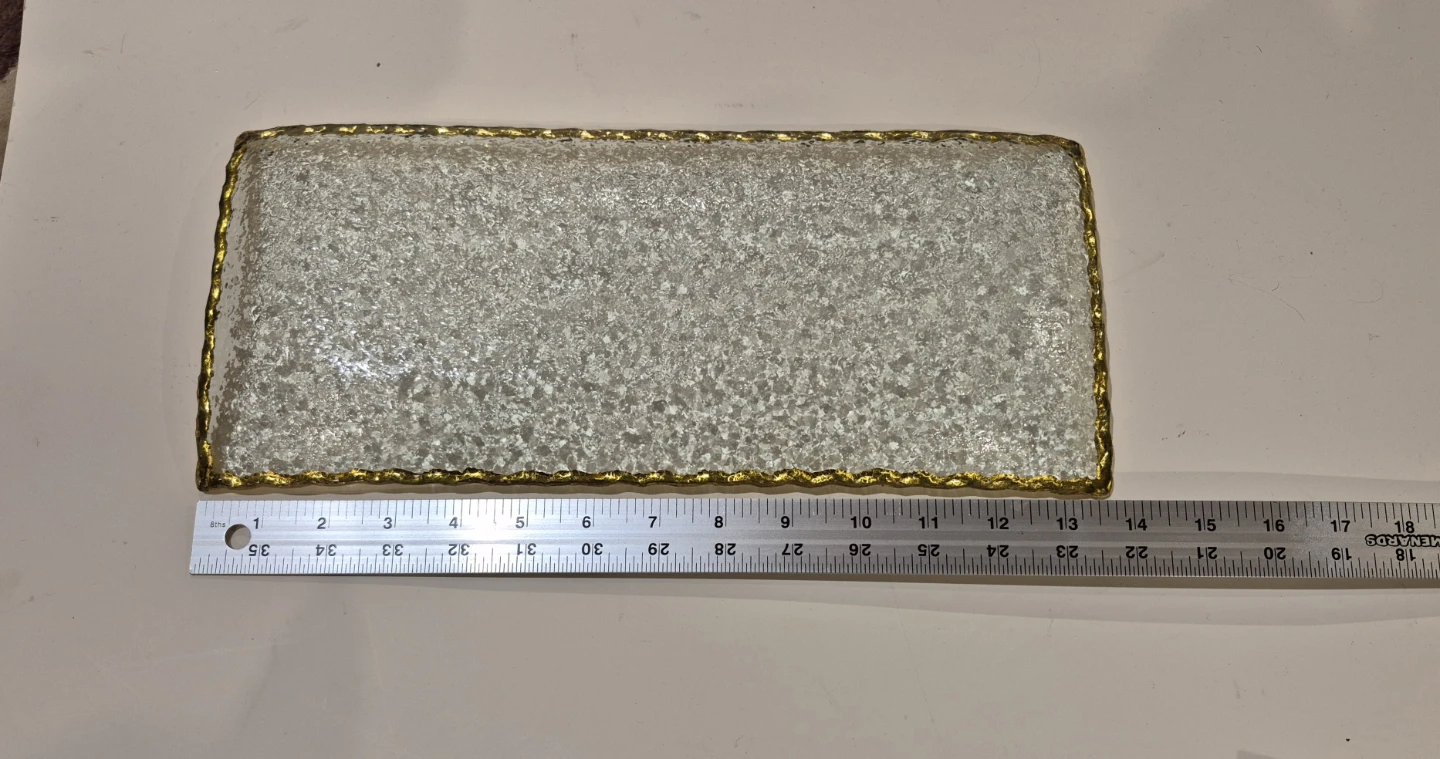 Decorative textured Glass Tray with Gold Trim (Skokie) - photo 2