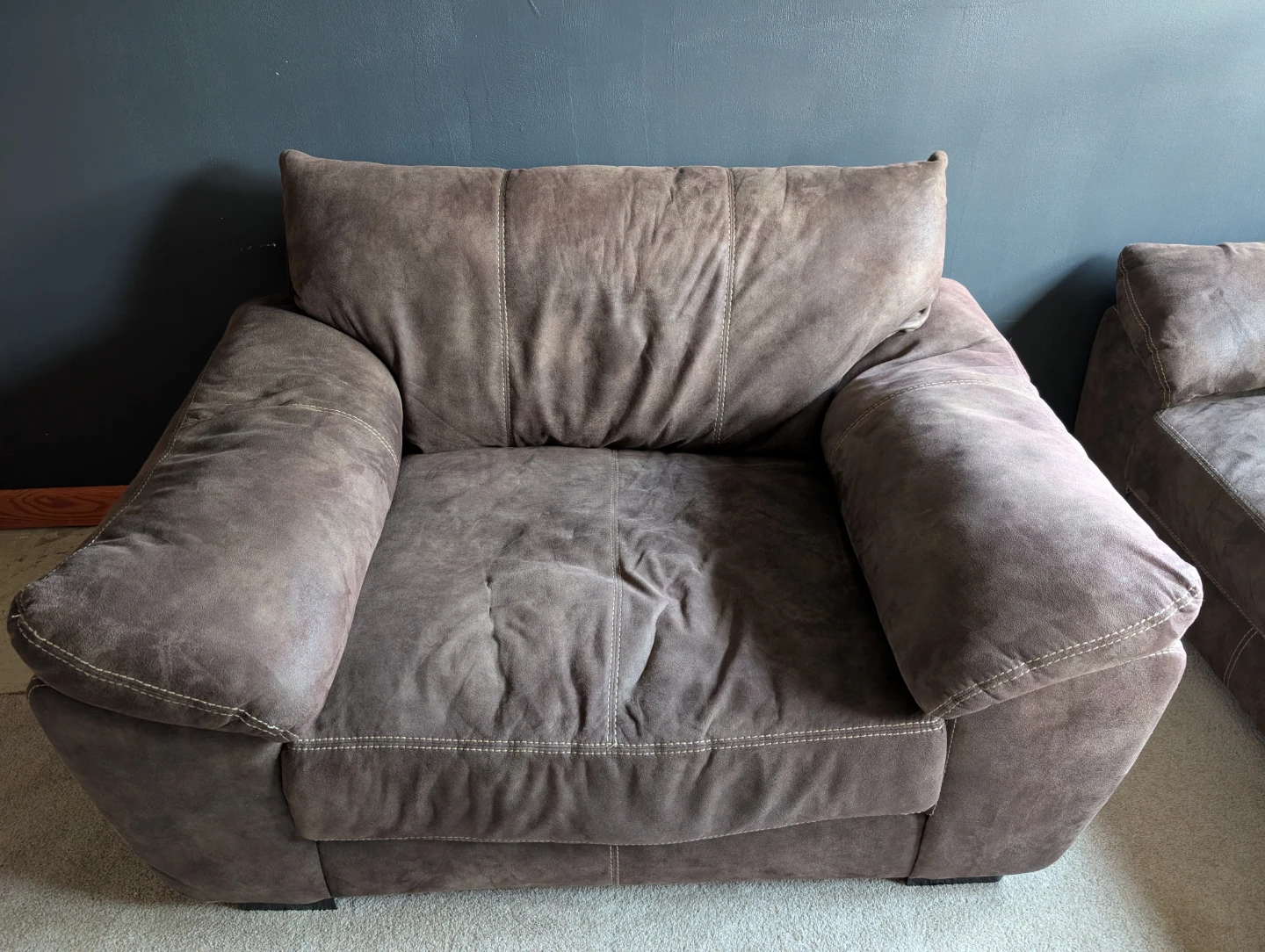 Brown Suede Living Room Sofa Set with Ottoman - photo 3