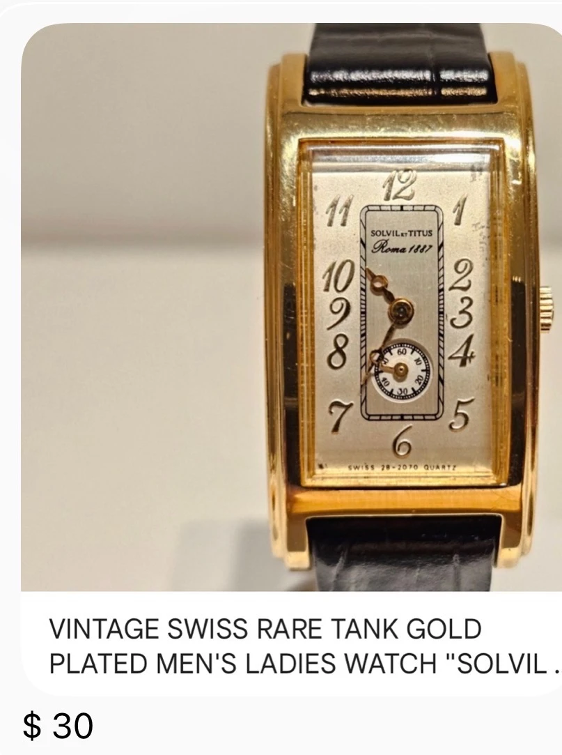 Solvil et Titus Roma 1887 Tank Watch