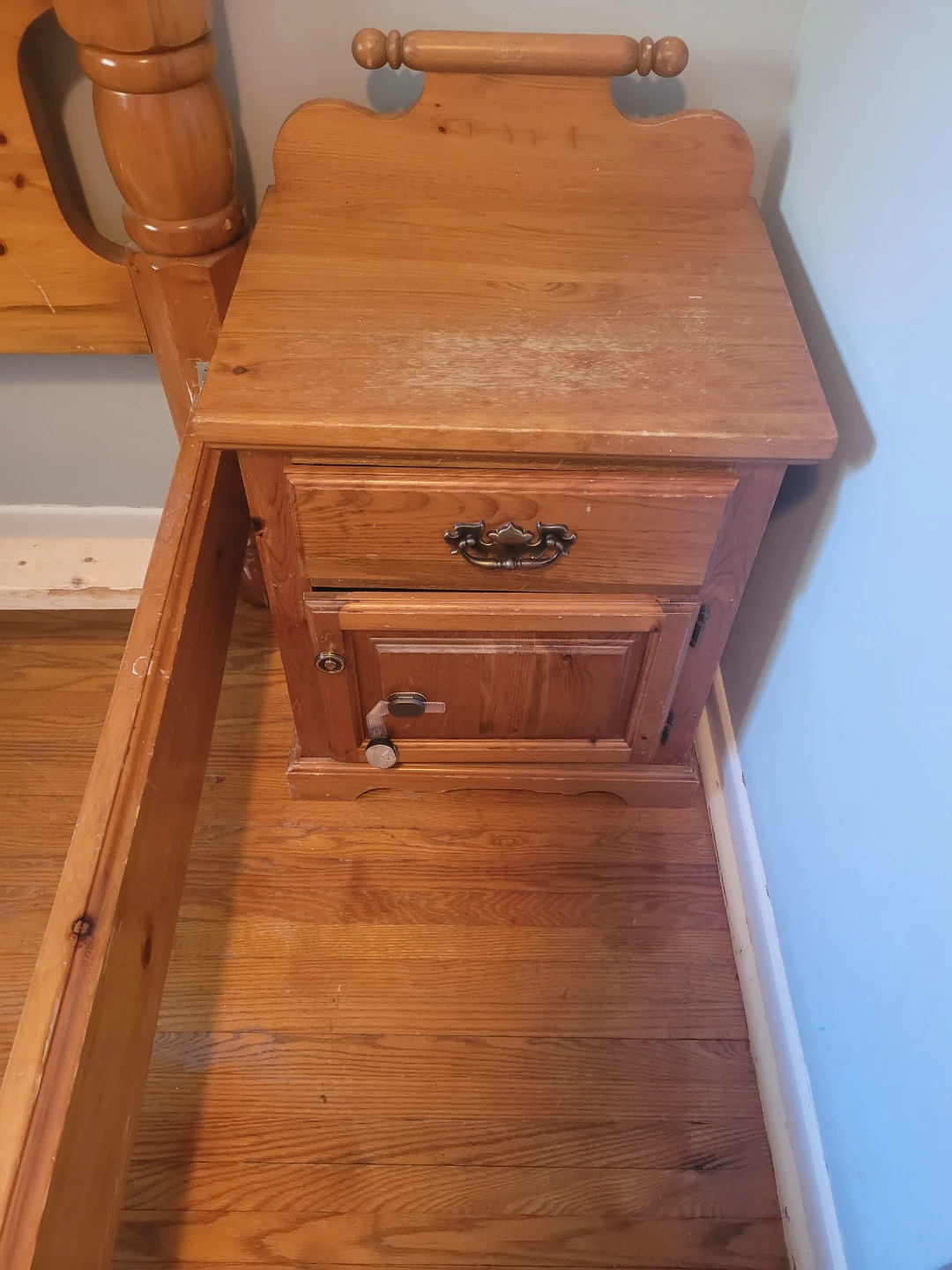 Solid Wood Bed Frame and Nightstand