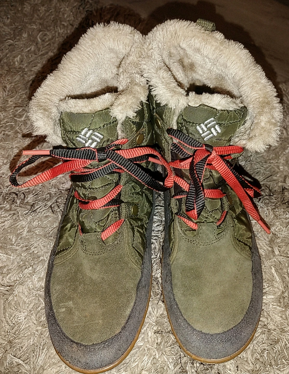 Columbia Green Quilted Winter Boots
