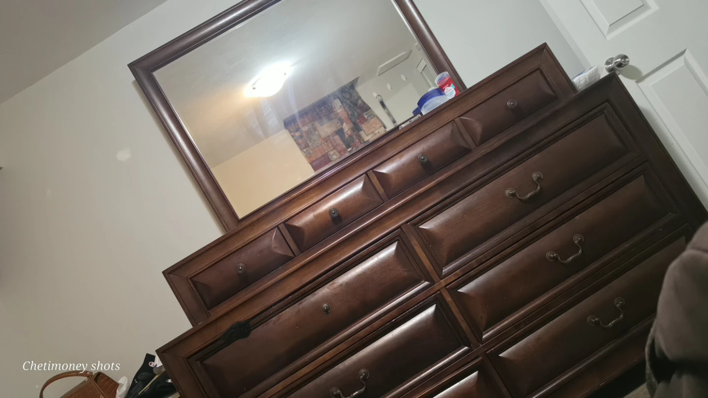 Dark wood 5-drawer chest