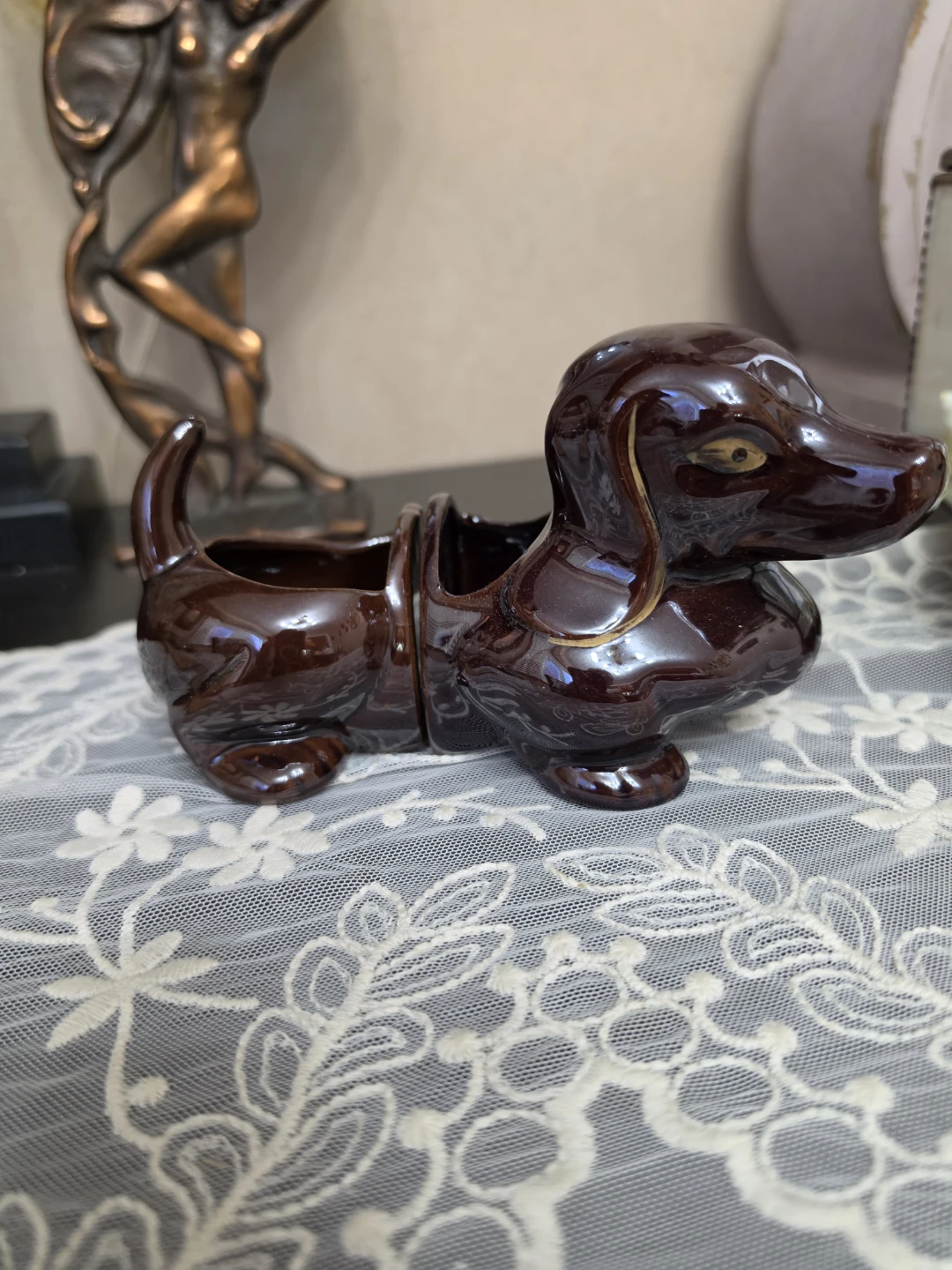 Vintage Dachshund Ceramic Planter