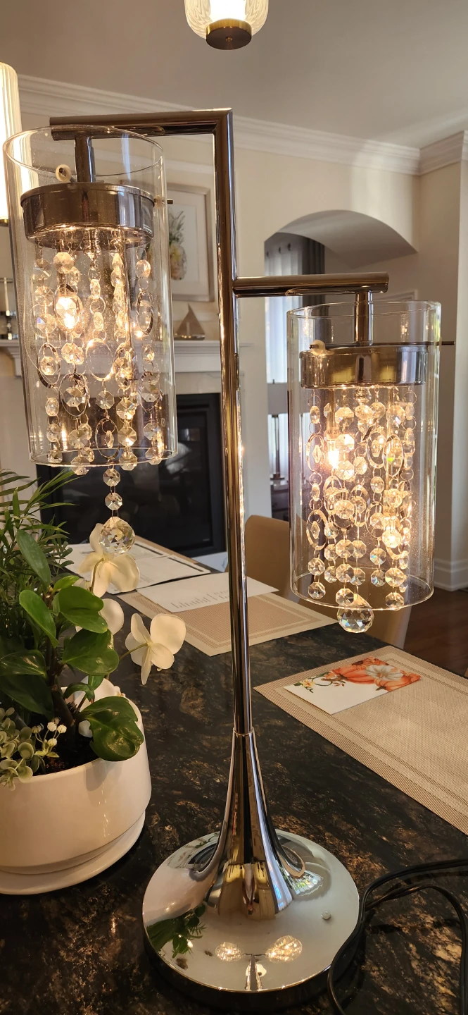 Chrome Dual Crystal Table Lamp - photo 2