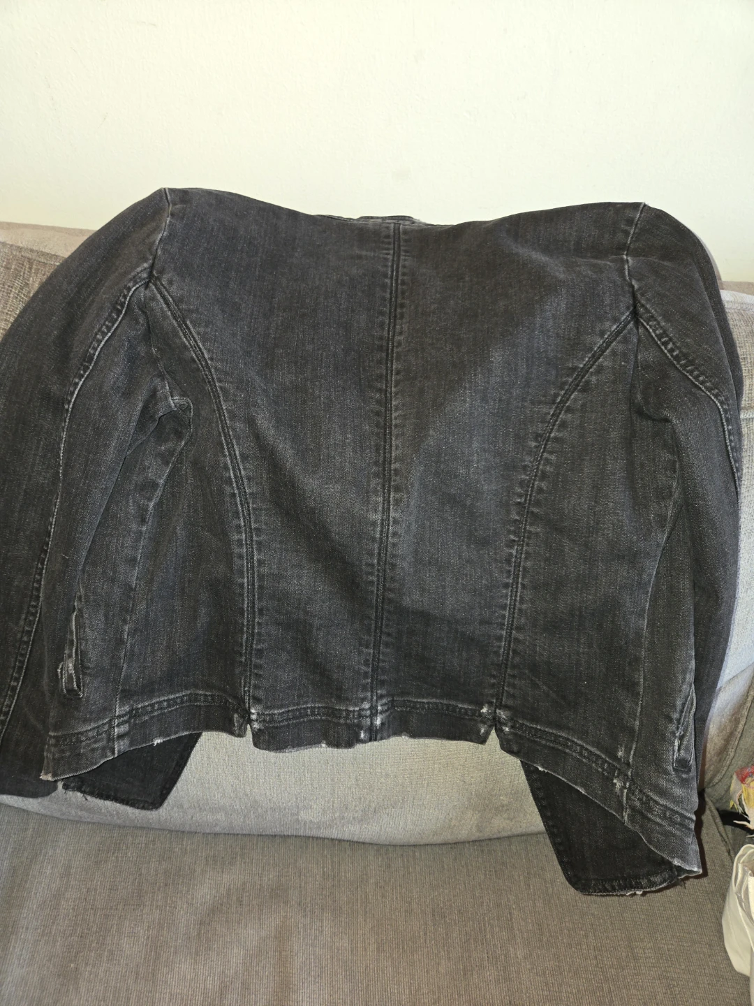 Denim Free People black military-style denim jacket - photo 3