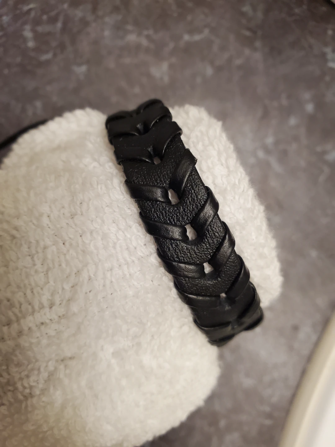 Braided black leather bracelet - photo 4