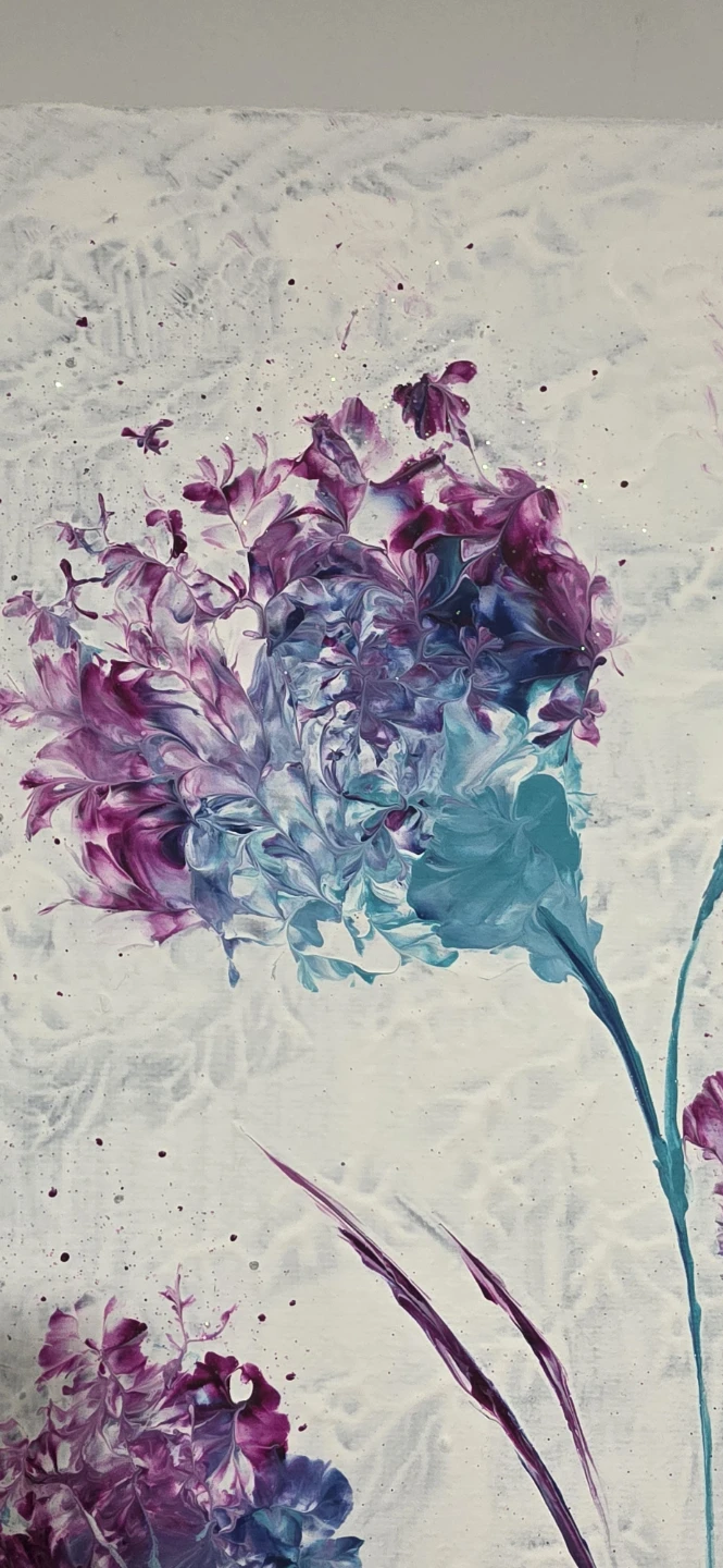 Abstract Floral Acrylic Painting on Canvas - photo 2
