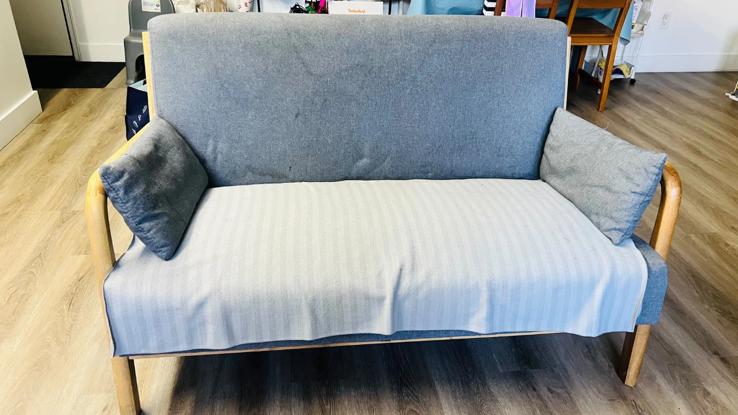 Large grey fabric ottoman and 3 seater and 2 seater sofa - photo 3