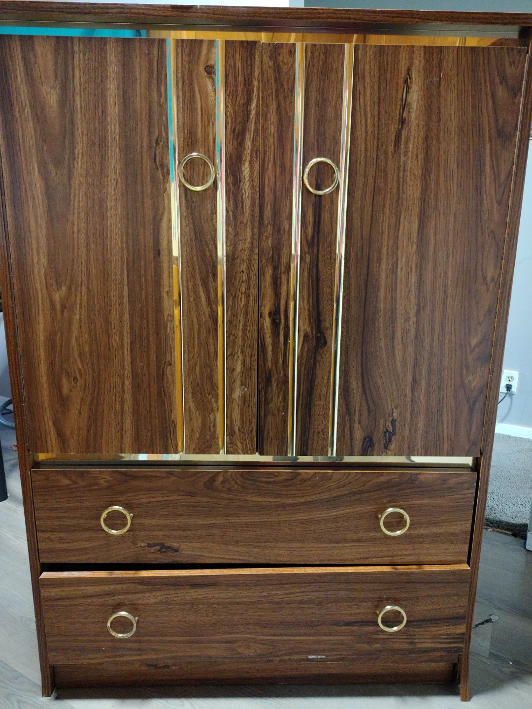 Wood cabinet with drawers