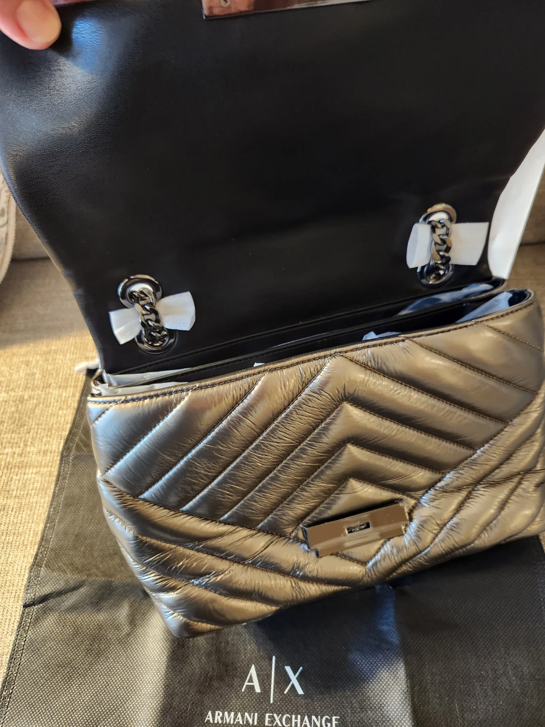 Armani Exchange Metallic Quilted Handbag - photo 4