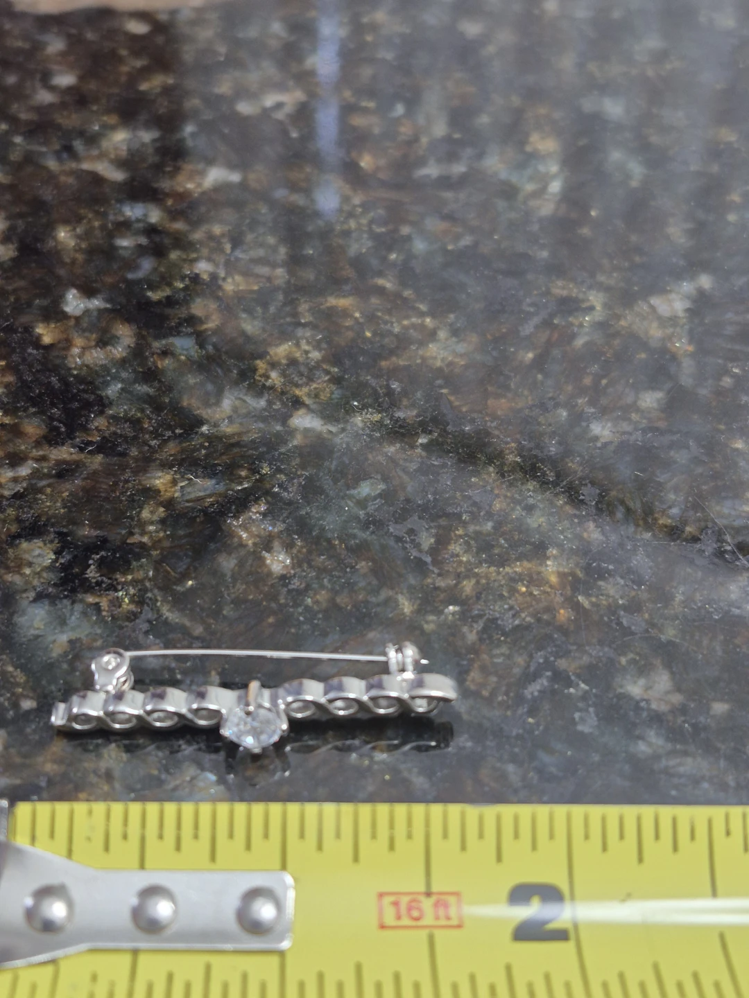 Silver  Tone CZ Bar Brooch - photo 2