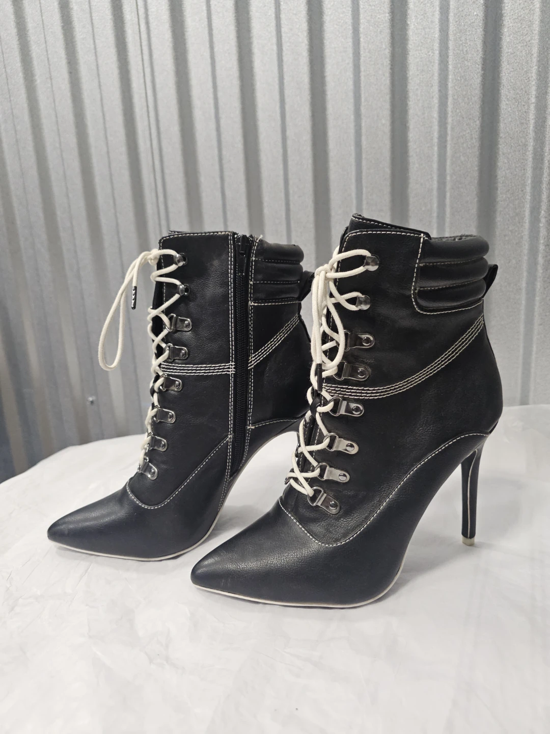 GILANI MIX No. 6 Black Leather Lace-Up  Bootie US 7