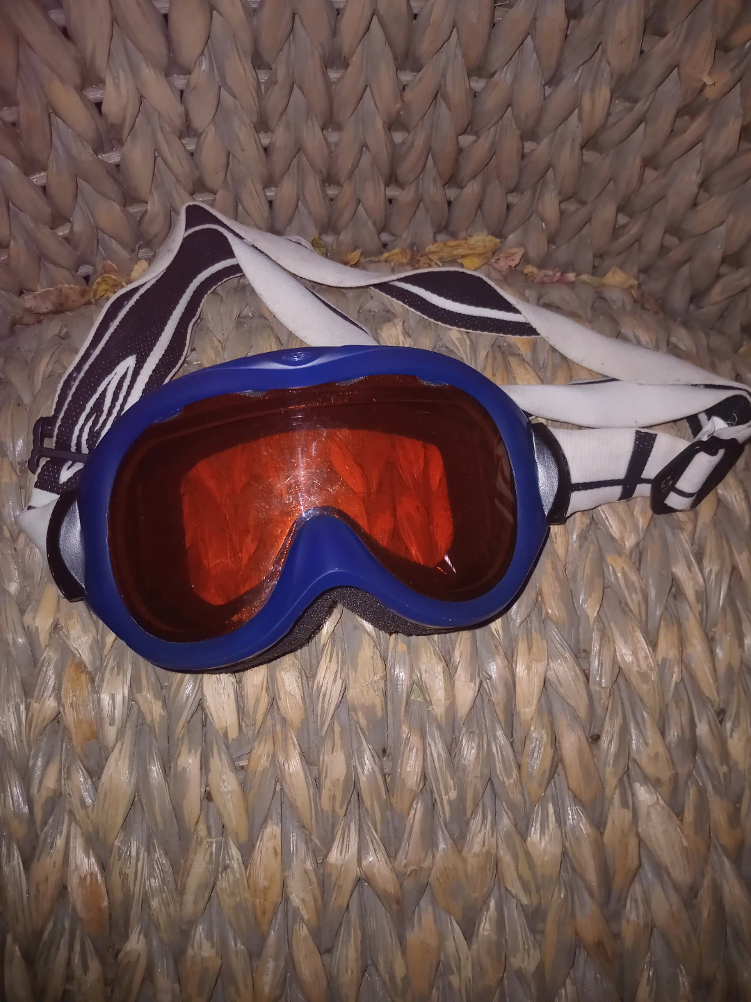 Blue and White bike goggles