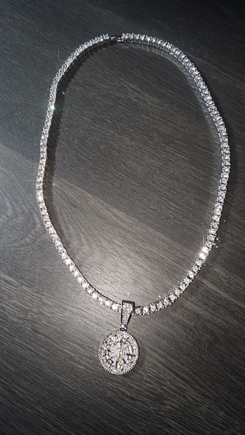 Iced Out Compass Pendant Tennis Chain - photo 4