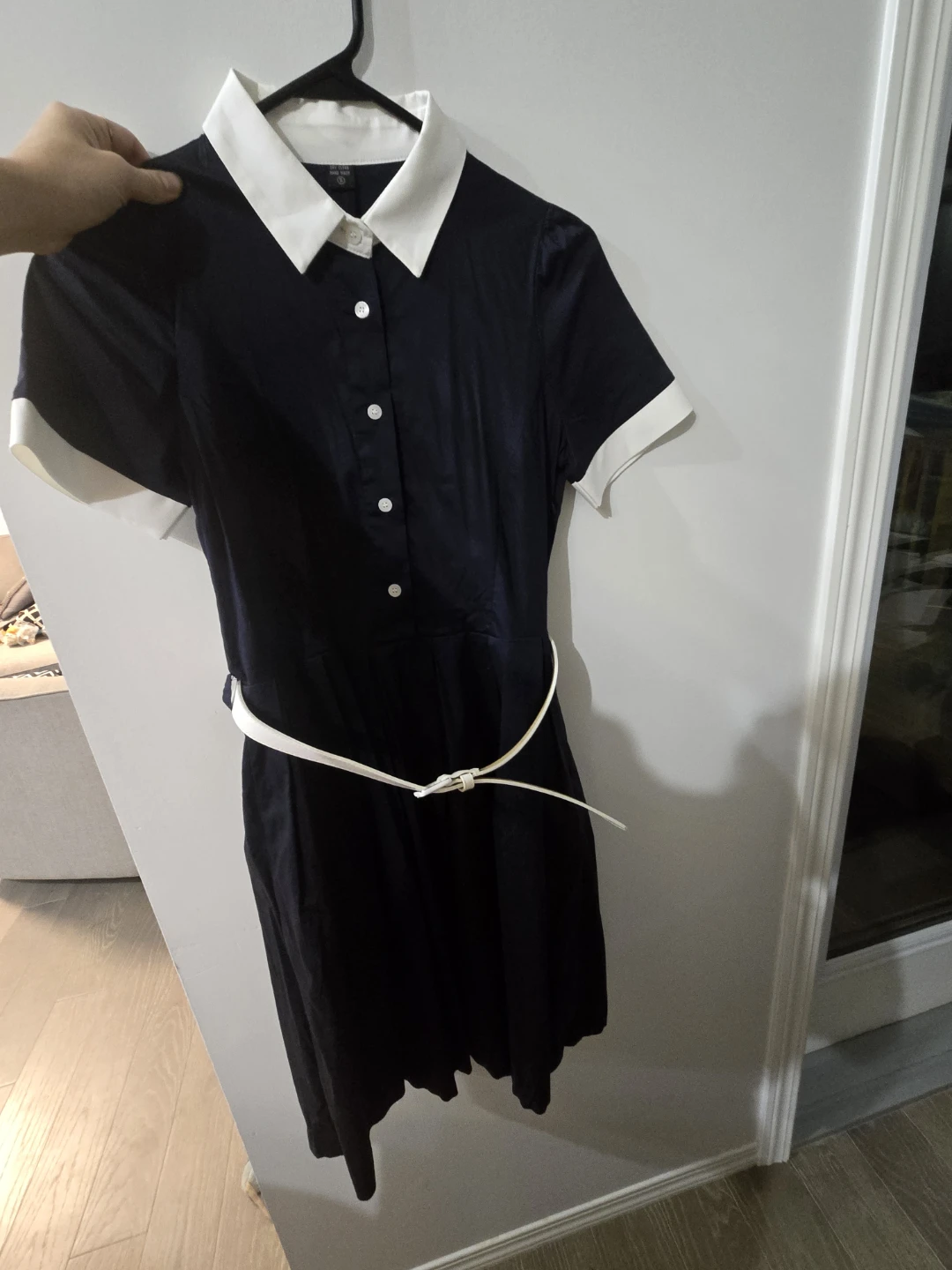 Navy Blue Dress with White Collar-Brand new(Small)