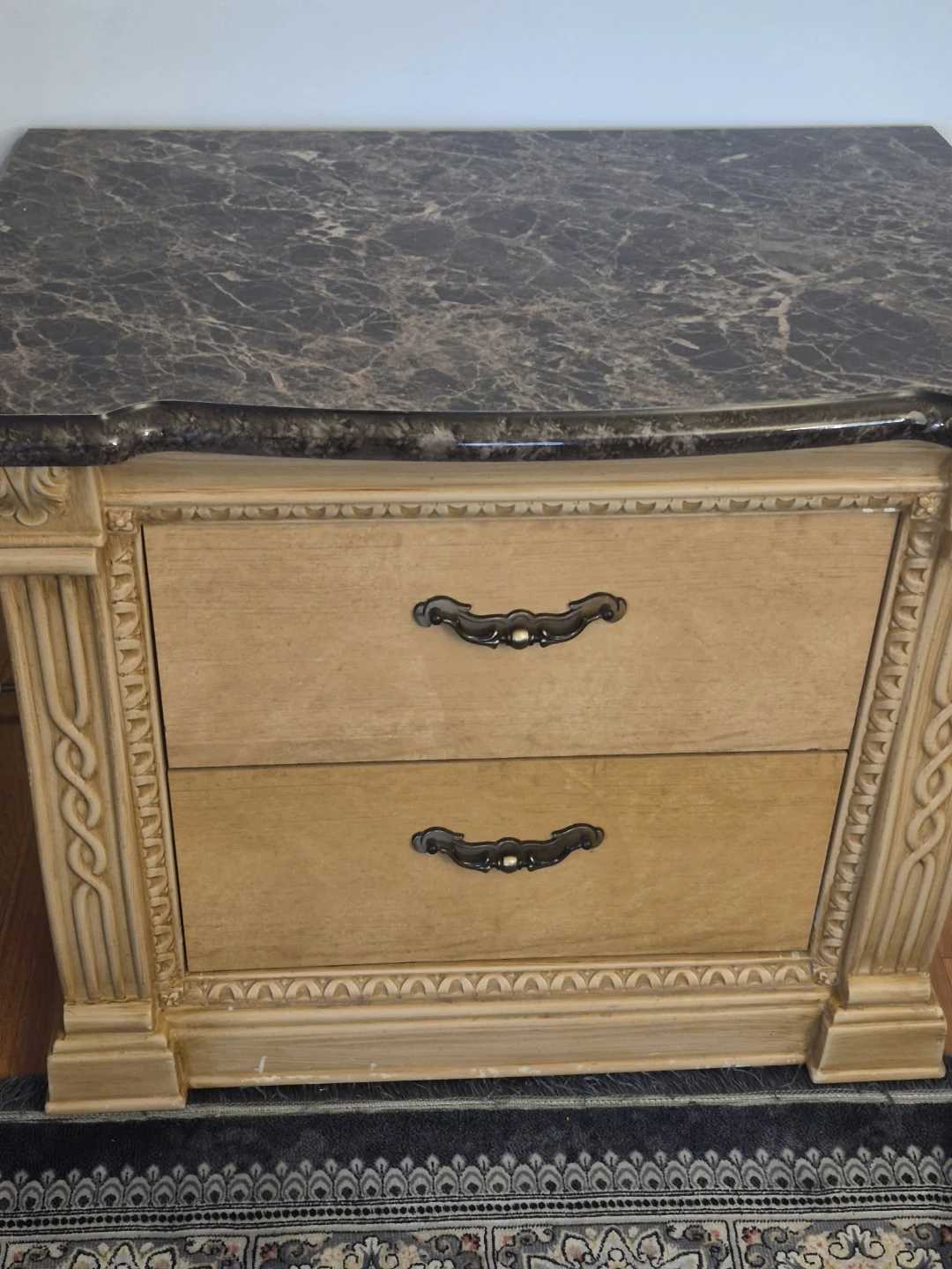 Classic wooden nightstand with two drawers - photo 2