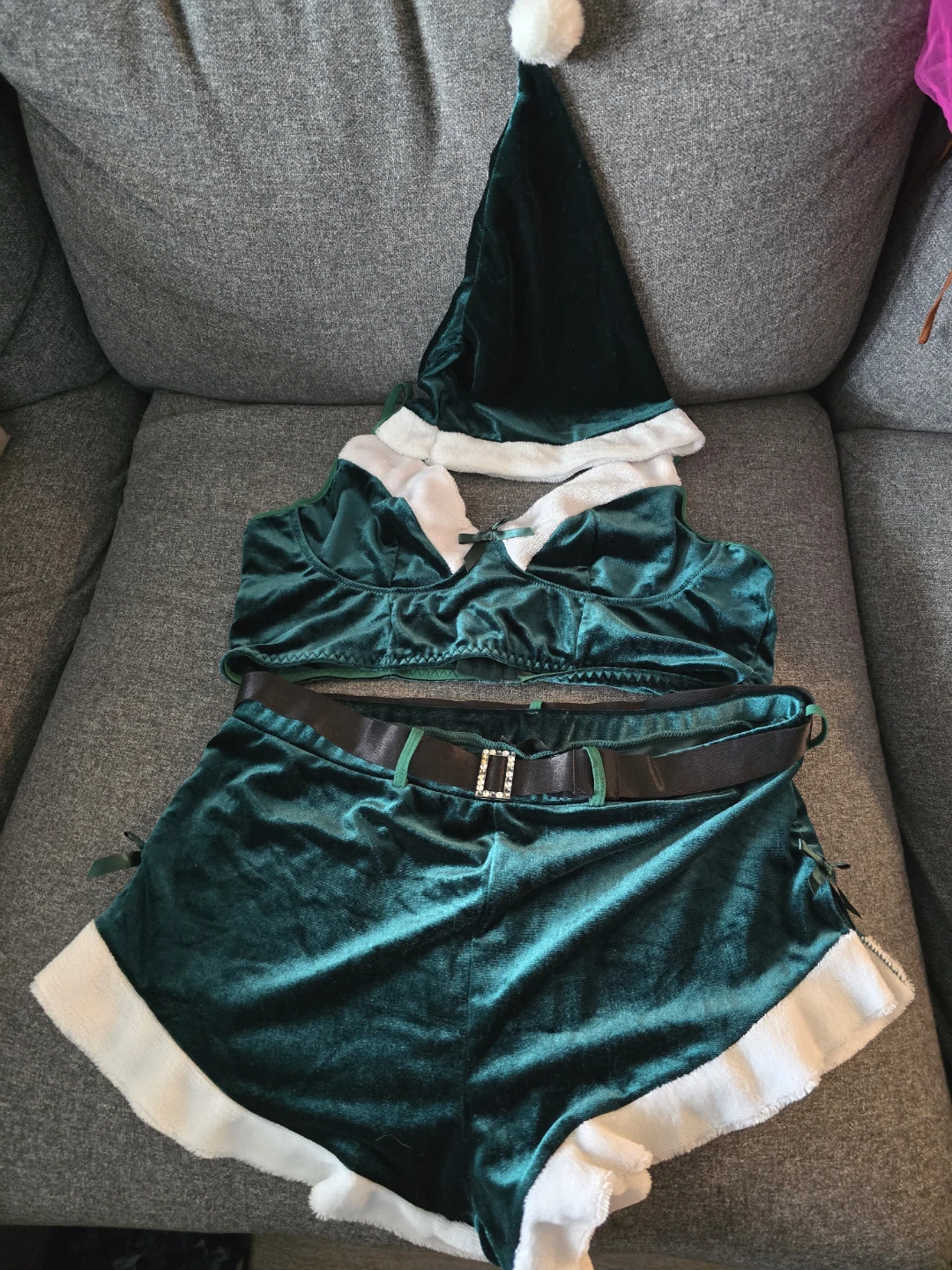 Avidlove Green Santa/Elf Lingerie Set