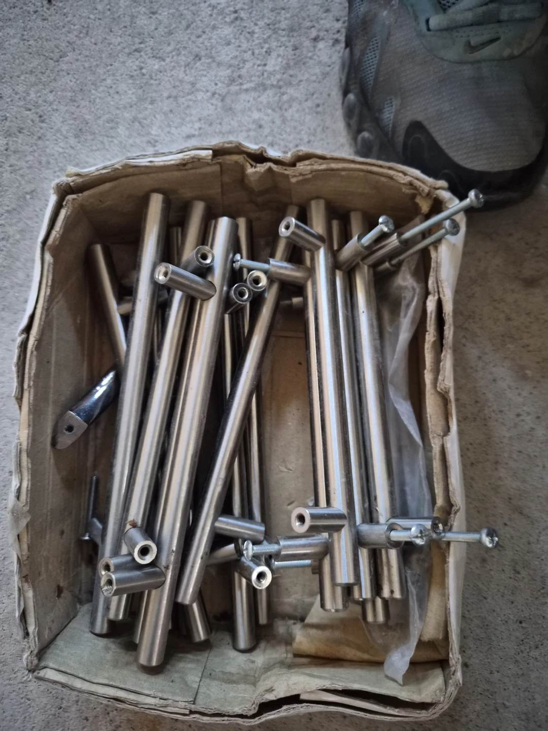 Set of Brushed Stainless Steel Cabinet Handles