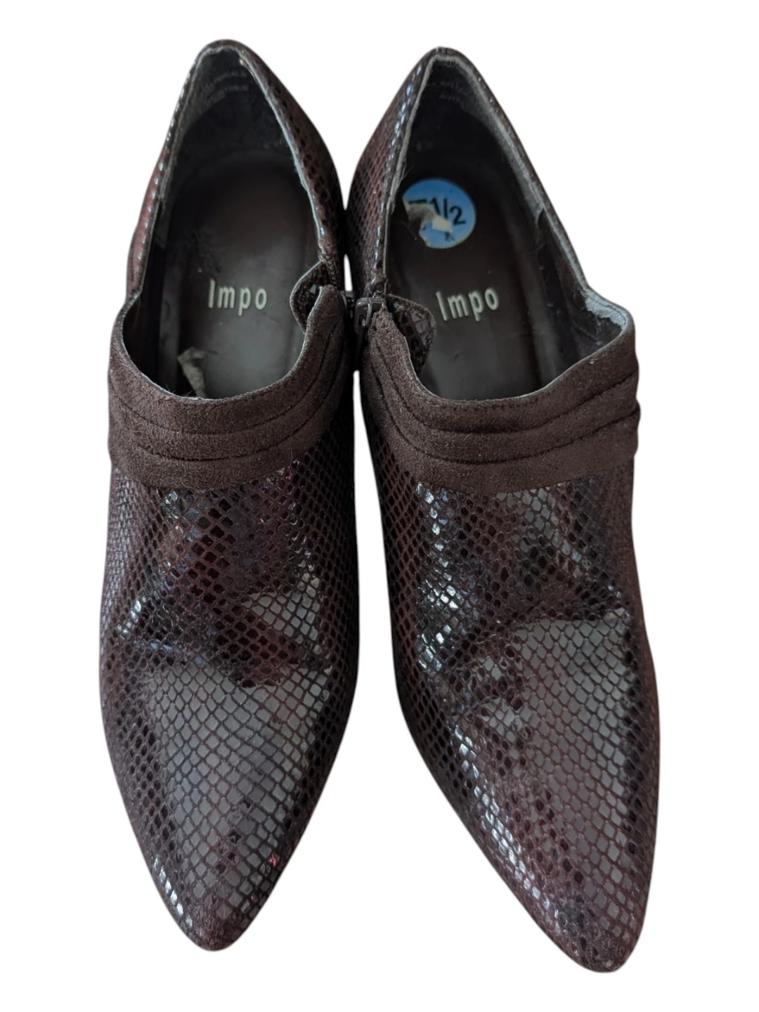 Impo Brown Snake-Print Ankle Boots Size 7.5 - photo 2