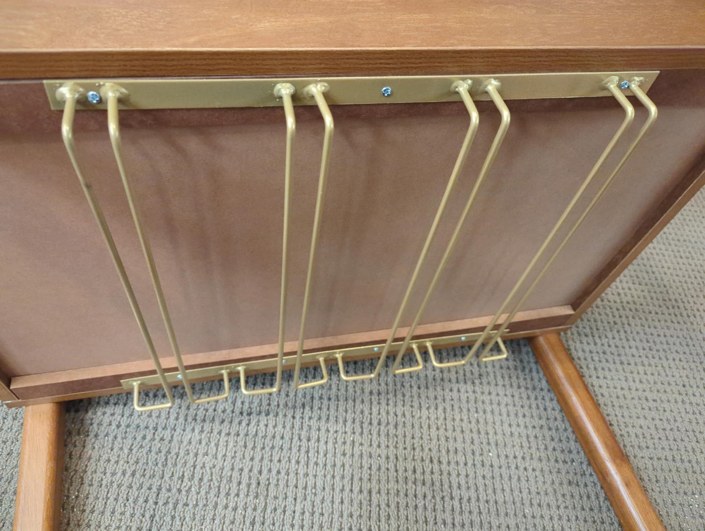 Wooden Serving Trolley with Wine Glass Rack - photo 2
